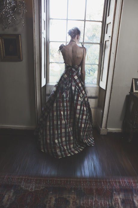 Phillipa Lepley Couture Wedding Dress London UK Designer Bespoke Couture JPG COLOR PORTRAIT V1 018 Tartan 1946 460 x 490