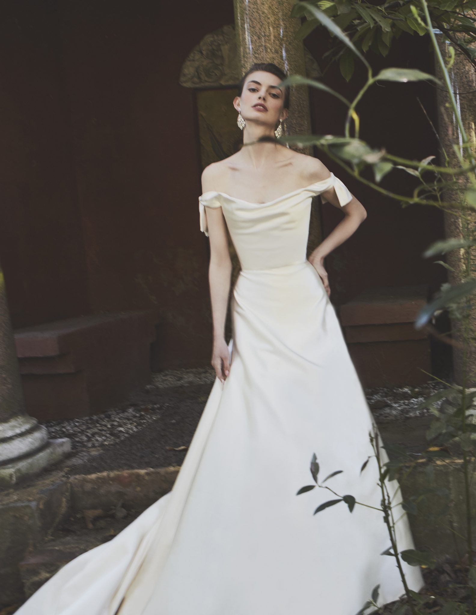 Couture Wedding Dress London Designer Phillipa Lepley - Vienna Low Shoulder Bow