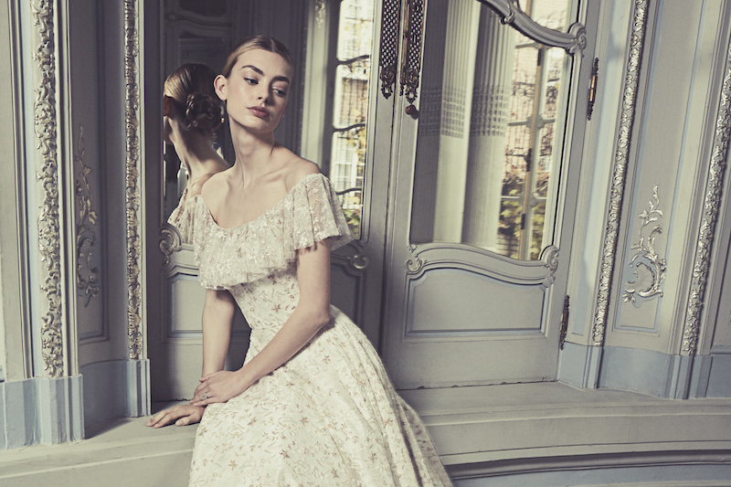 Phillipa-Lepley-Couture-Wedding-Dress-London-UK-Designer-Bespoke-Couture-Vienna-Swiss-Meadow-Floral-Colored-Embroidered-Tulle-Wedding-Gown-Open-Back-Top-Long-Train-Corset-Floral-Boho-Top