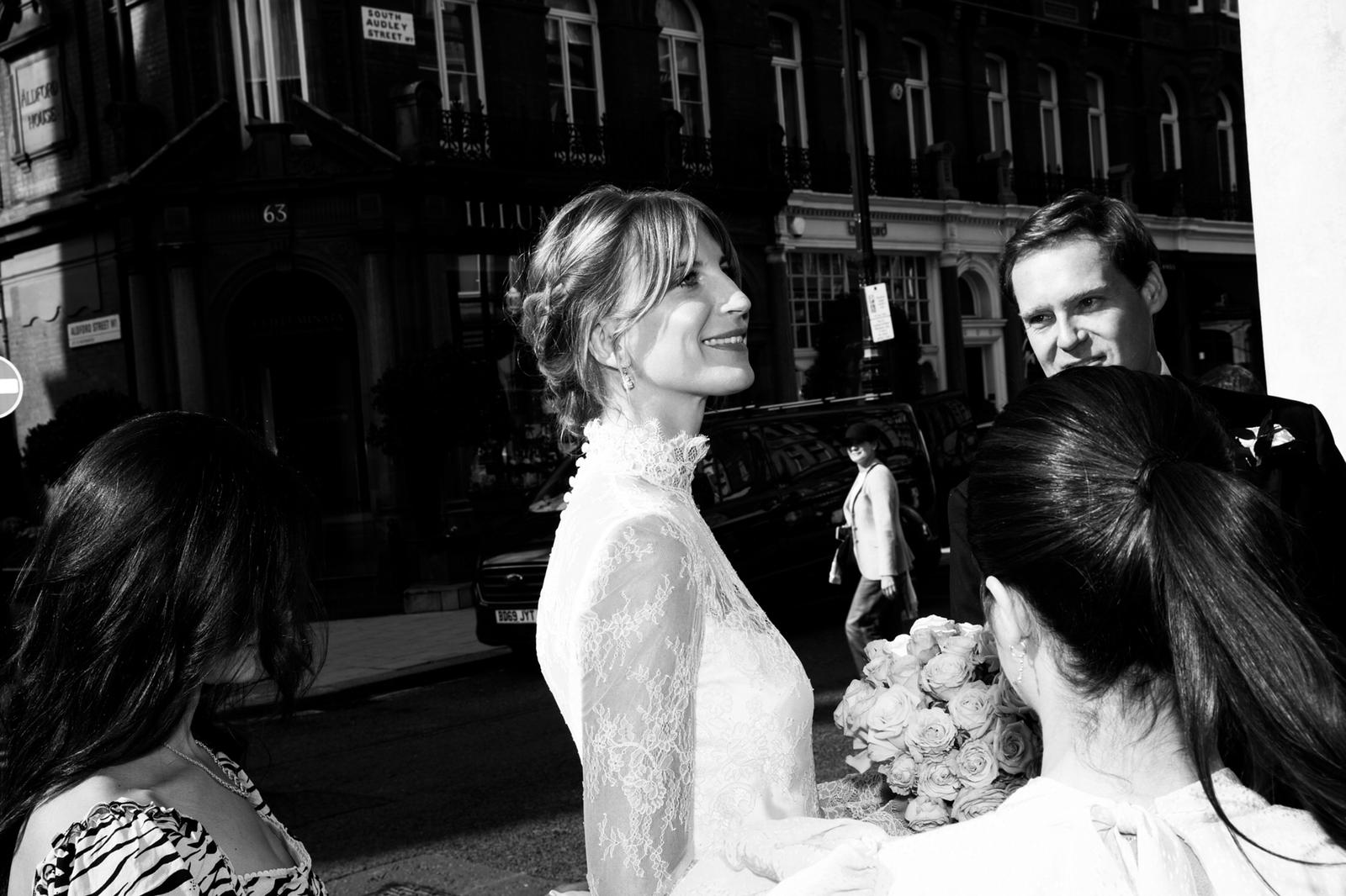 Phillipa Lepley Couture Real Bride Annabel Green Wedding Duke Of Roxburghe High Neck Satin Dress With Lace Overlay