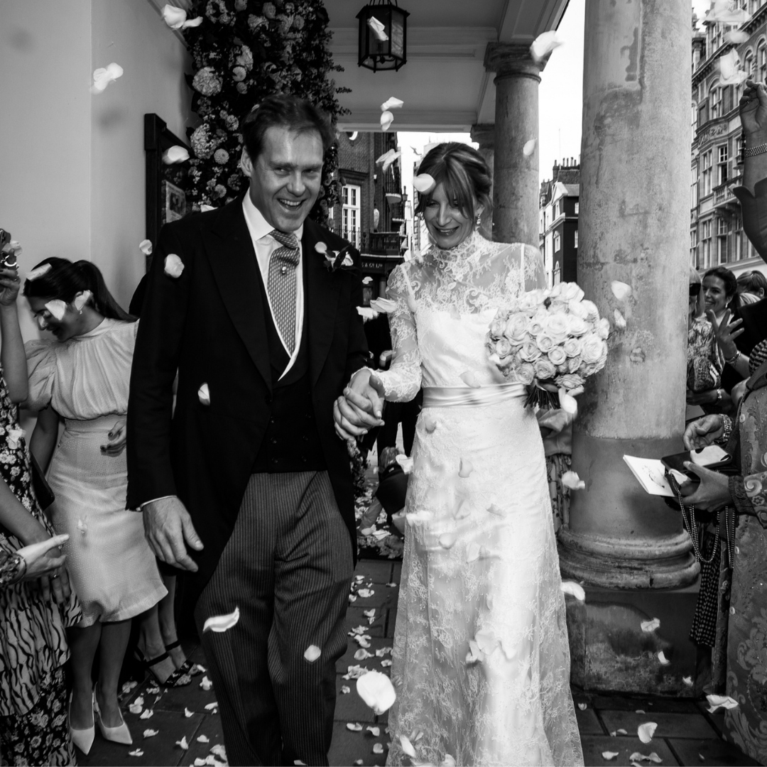 Phillipa Lepley Couture Real Bride Annabel Green Wedding Duke Of Roxburghe High Neck Satin Dress With Lace Overlay