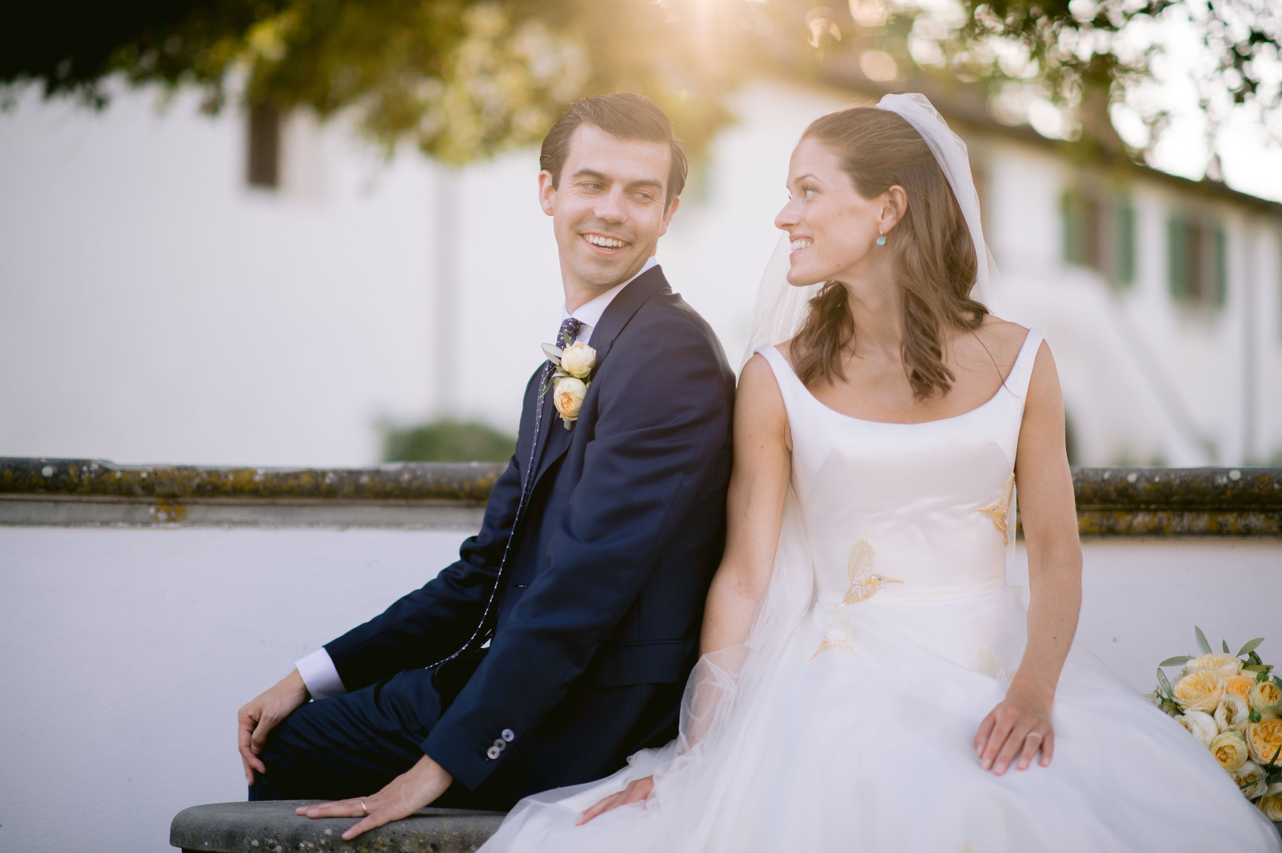 Phillipa Lepley Couture Real Bride Alexandra Embroidered Hummingbird Silk Organza Wedding Dress Plain Tulle Veil