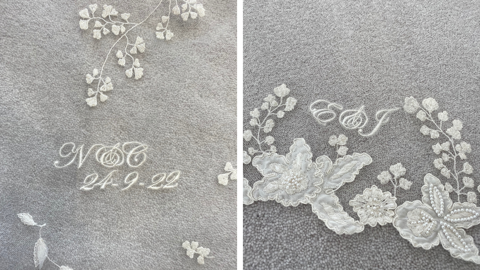 Phillipa Lepley Couture Bespoke Monogrammed and Personalised Embroidered Veil