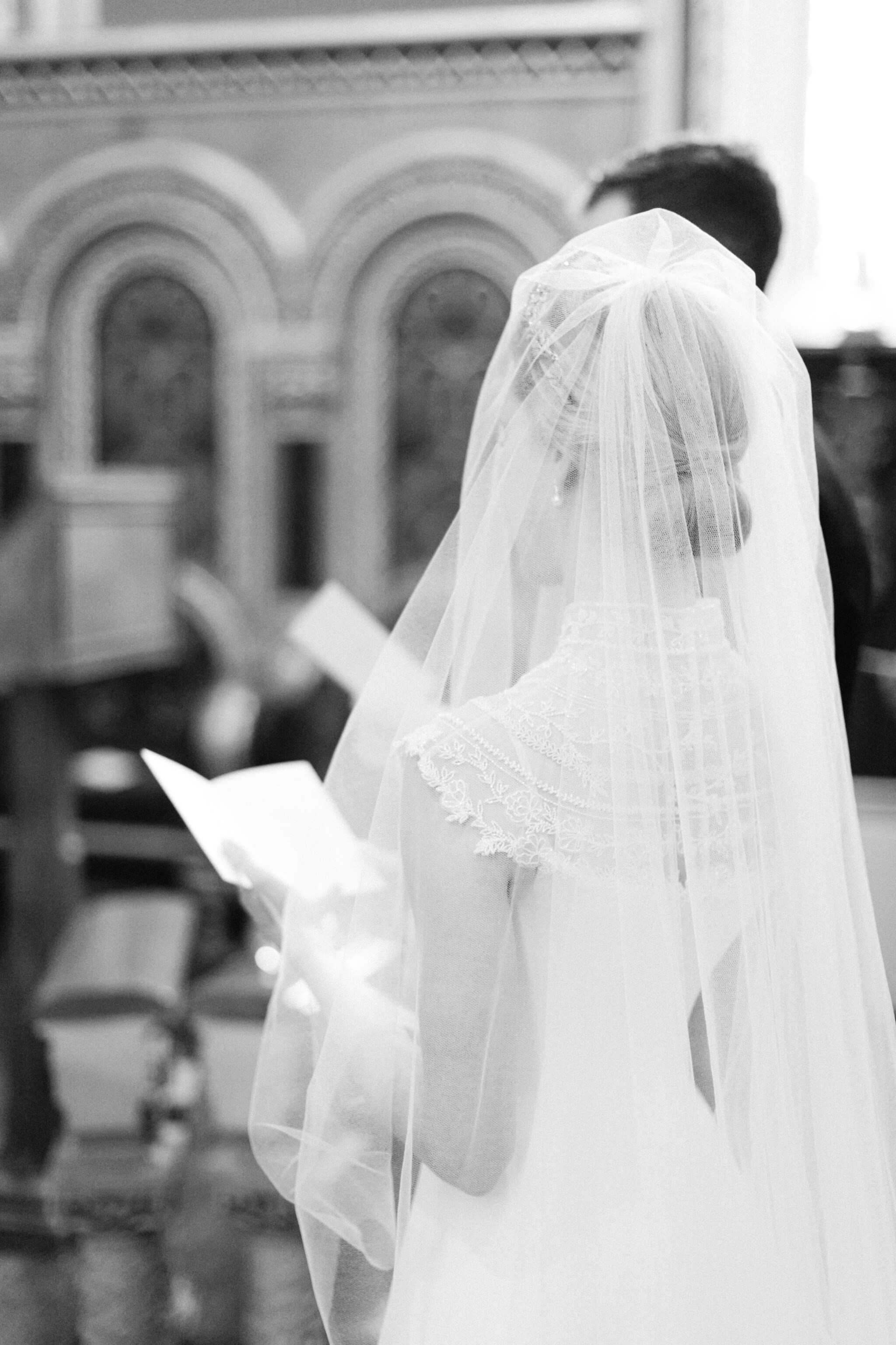 Phillipa Lepley Couture Real Bride Charlotte Bespoke Silk Crepe Corseted High Neck Wedding Dress Embroidered Yoke