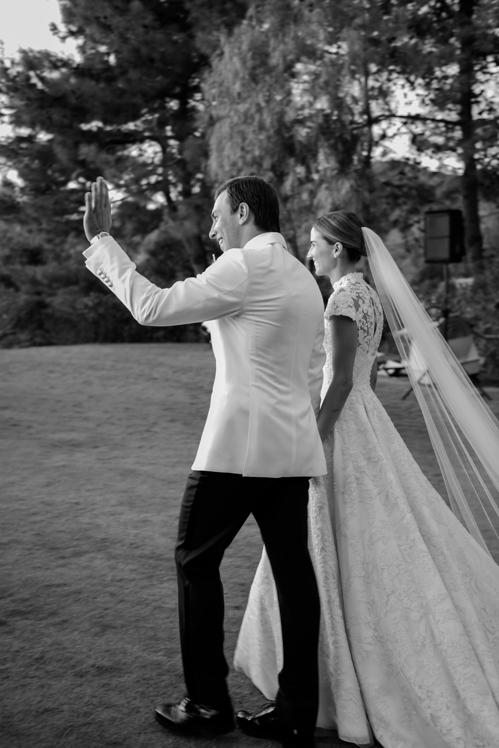 Phillipa Lepley Bride Wearing Strapless Corseted Wedding Dress With Removable Embroidered Top and Bespoke Veil