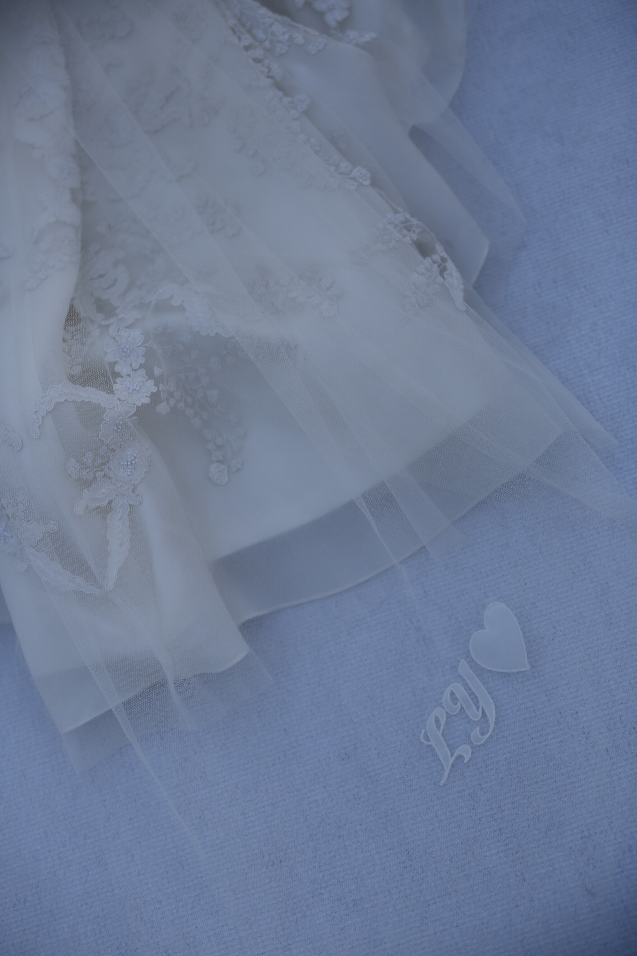 Phillipa Lepley Personalised Veil With Bespoke Initials Embroidery