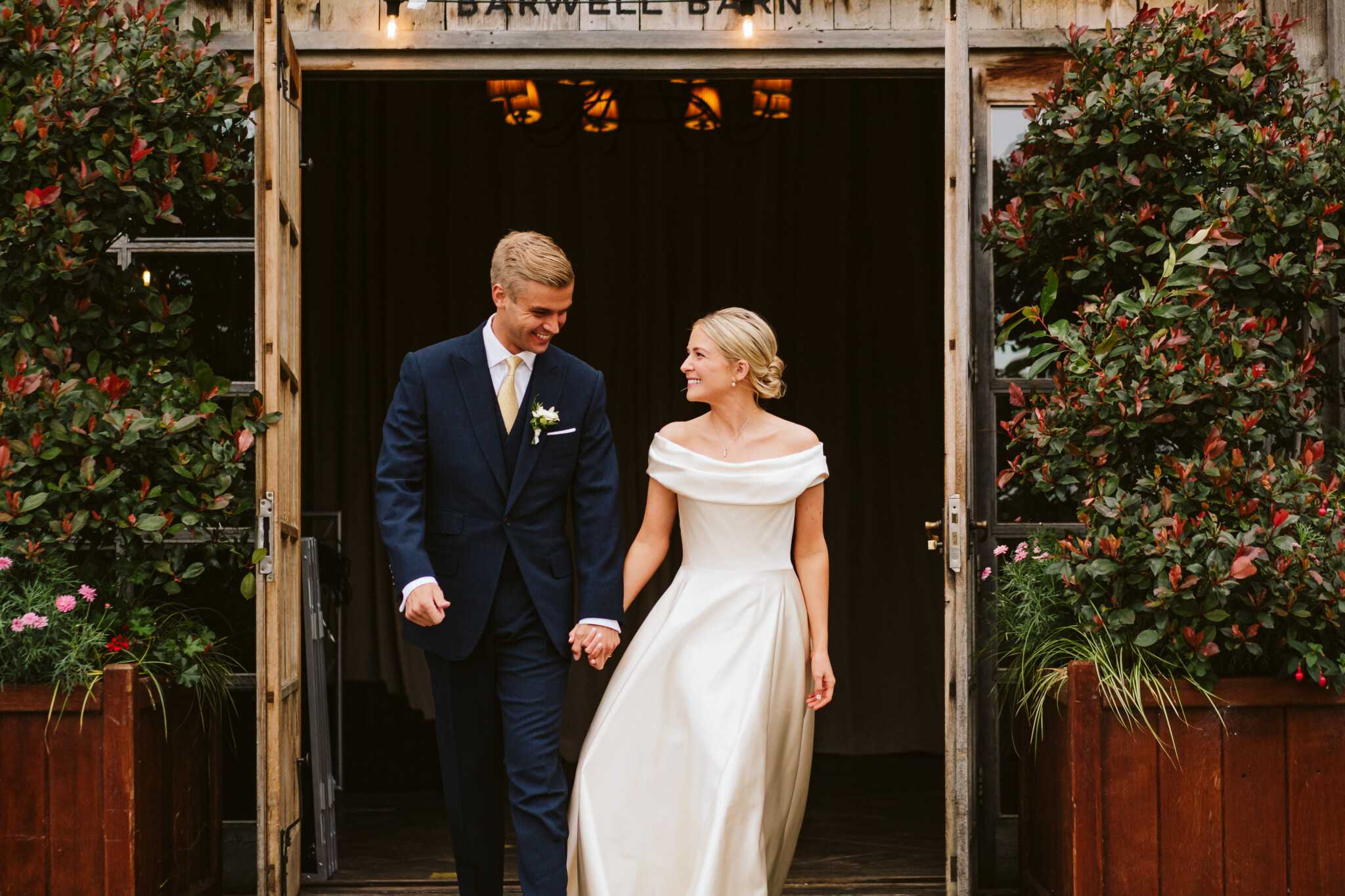 Phillipa Lepley Bride Kate Duchess Satin Wedding Dress Off The Shoulder Neckline Signature Corset