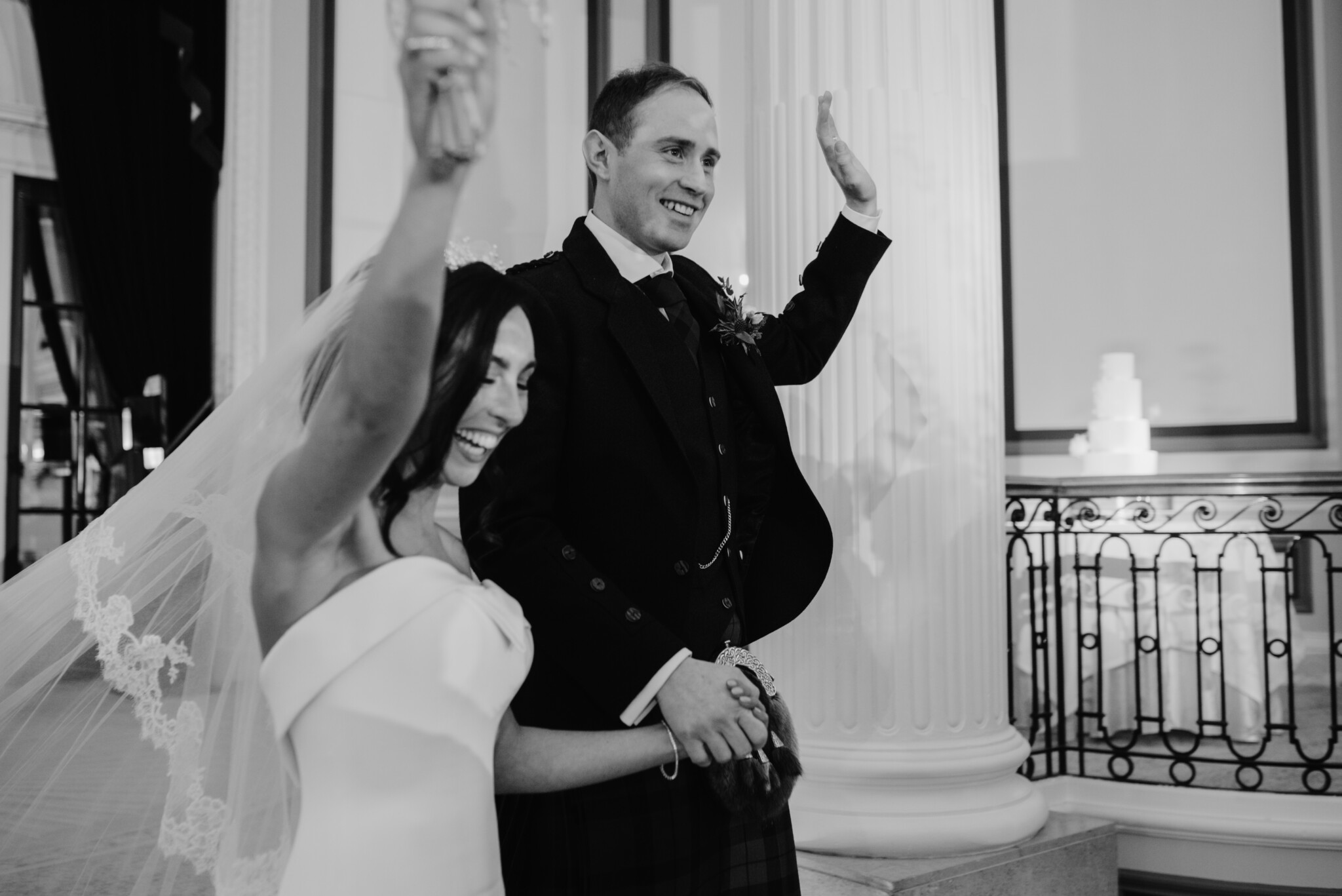 Phillipa Lepley Bride Meghan Strapless Silk Crepe Gown Origami Folded Neckline Lace Edged Veil