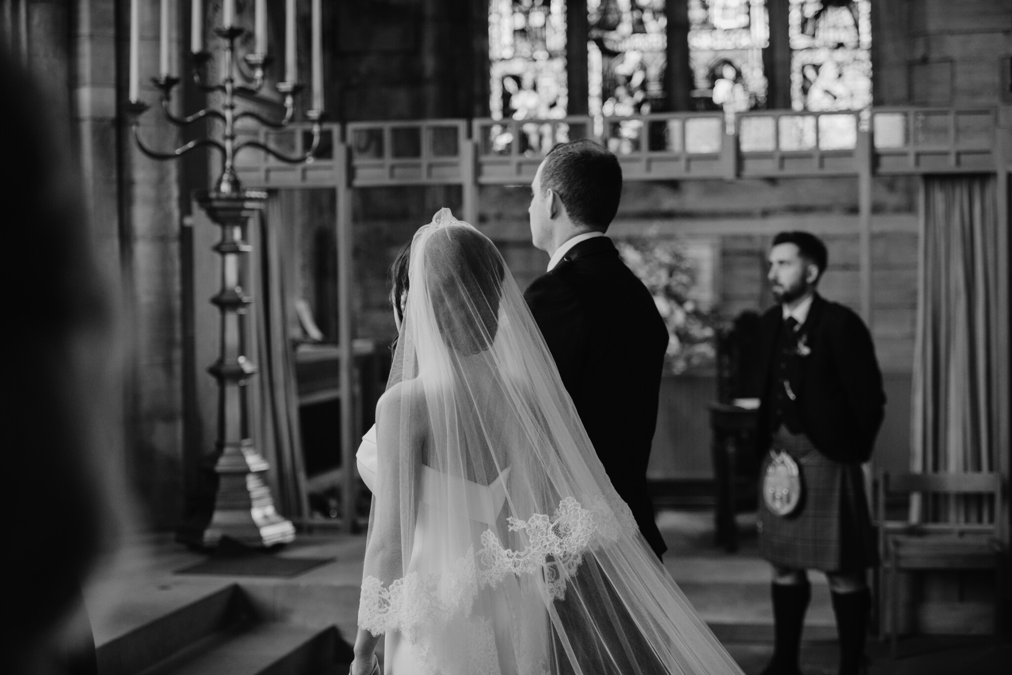 Phillipa Lepley Bride Meghan Strapless Silk Crepe Gown Origami Folded Neckline Lace Edged Veil