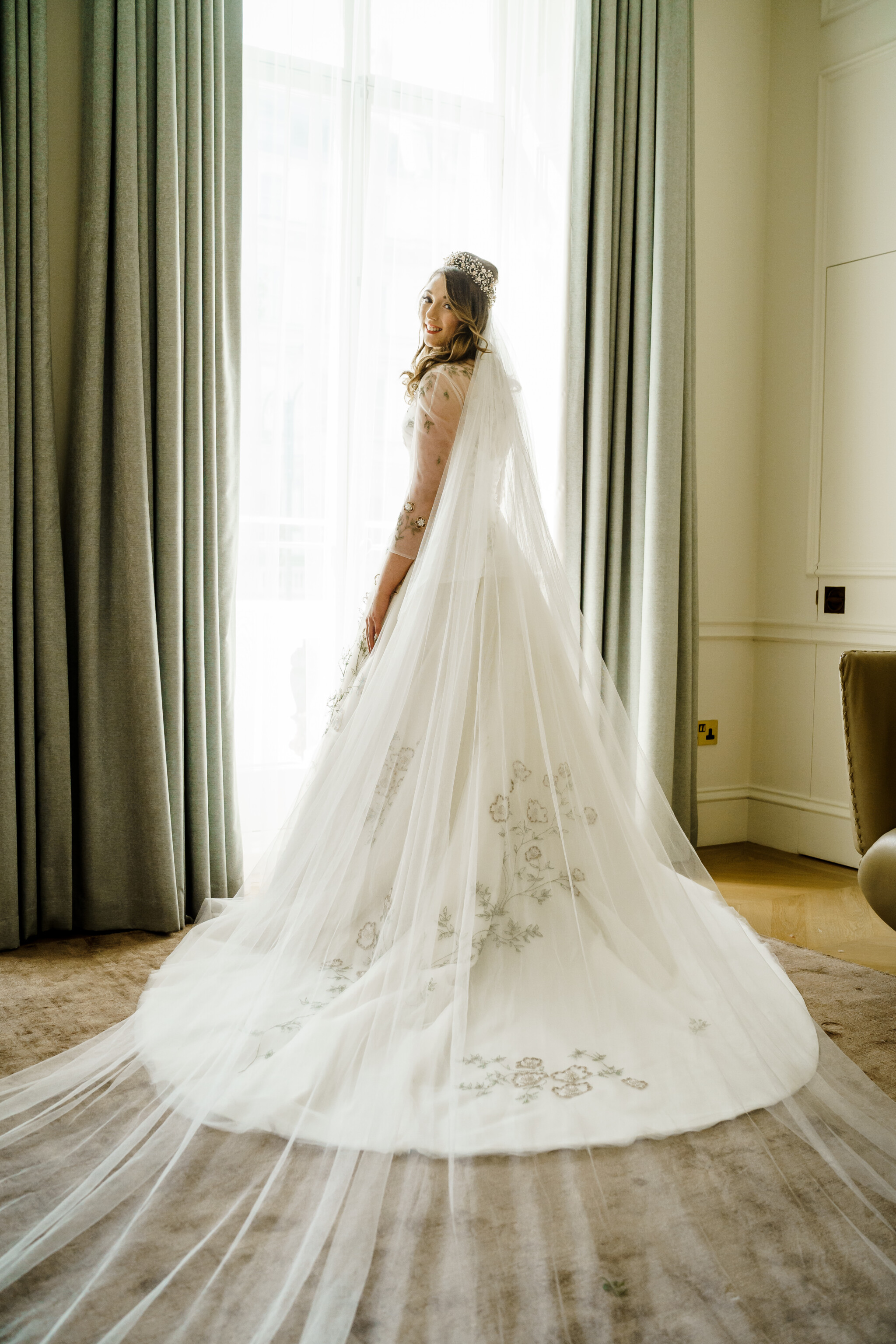 Phillipa Lepley Bride Charlotte Corseted Toulouse Japanese Anemone Embroidered Removable Tulle Top