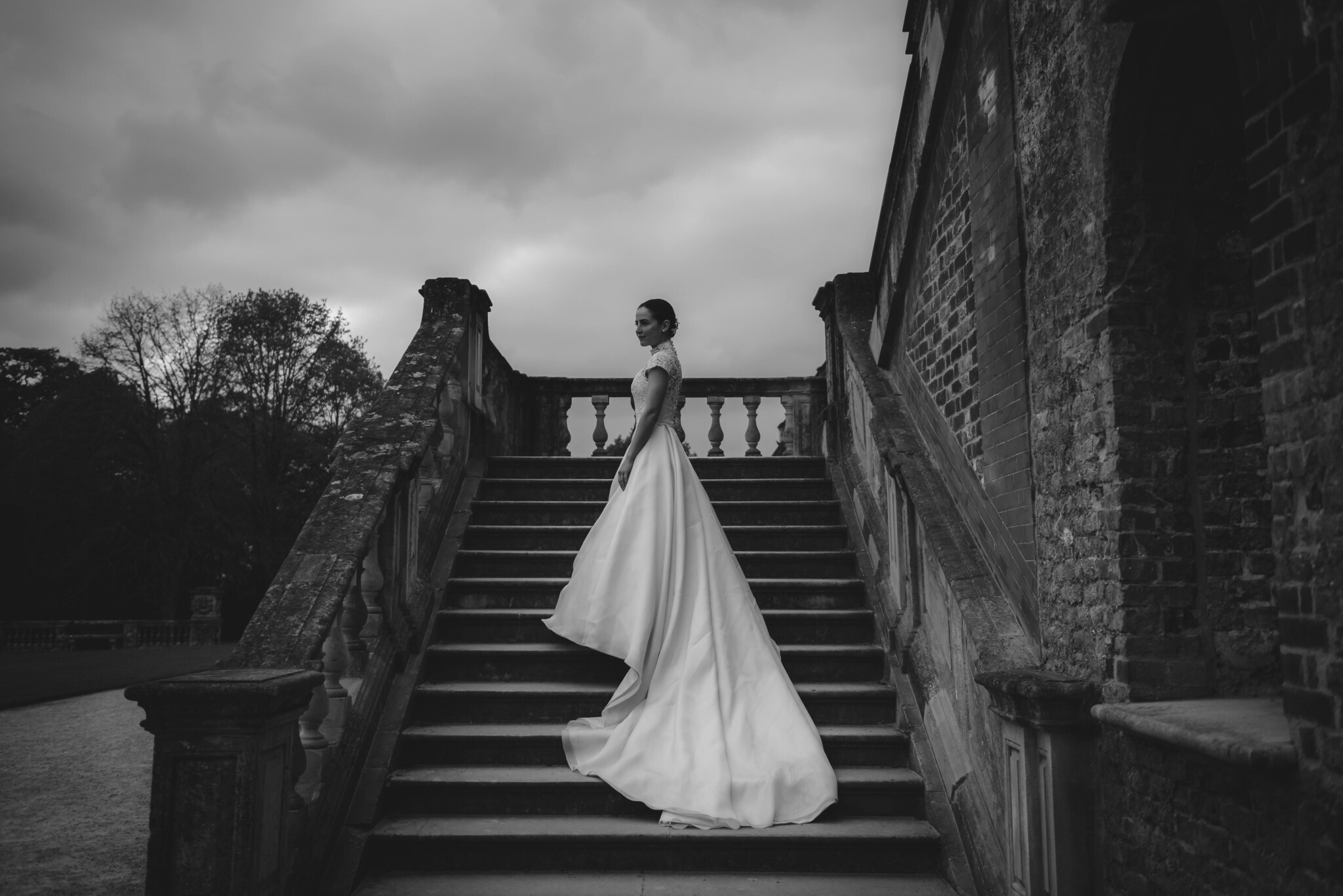Phillipa Lepley Bride Eirian Corseted Margaux Maiden’s Fern Bespoke Sweetpea Motif Marguax Veil Initials