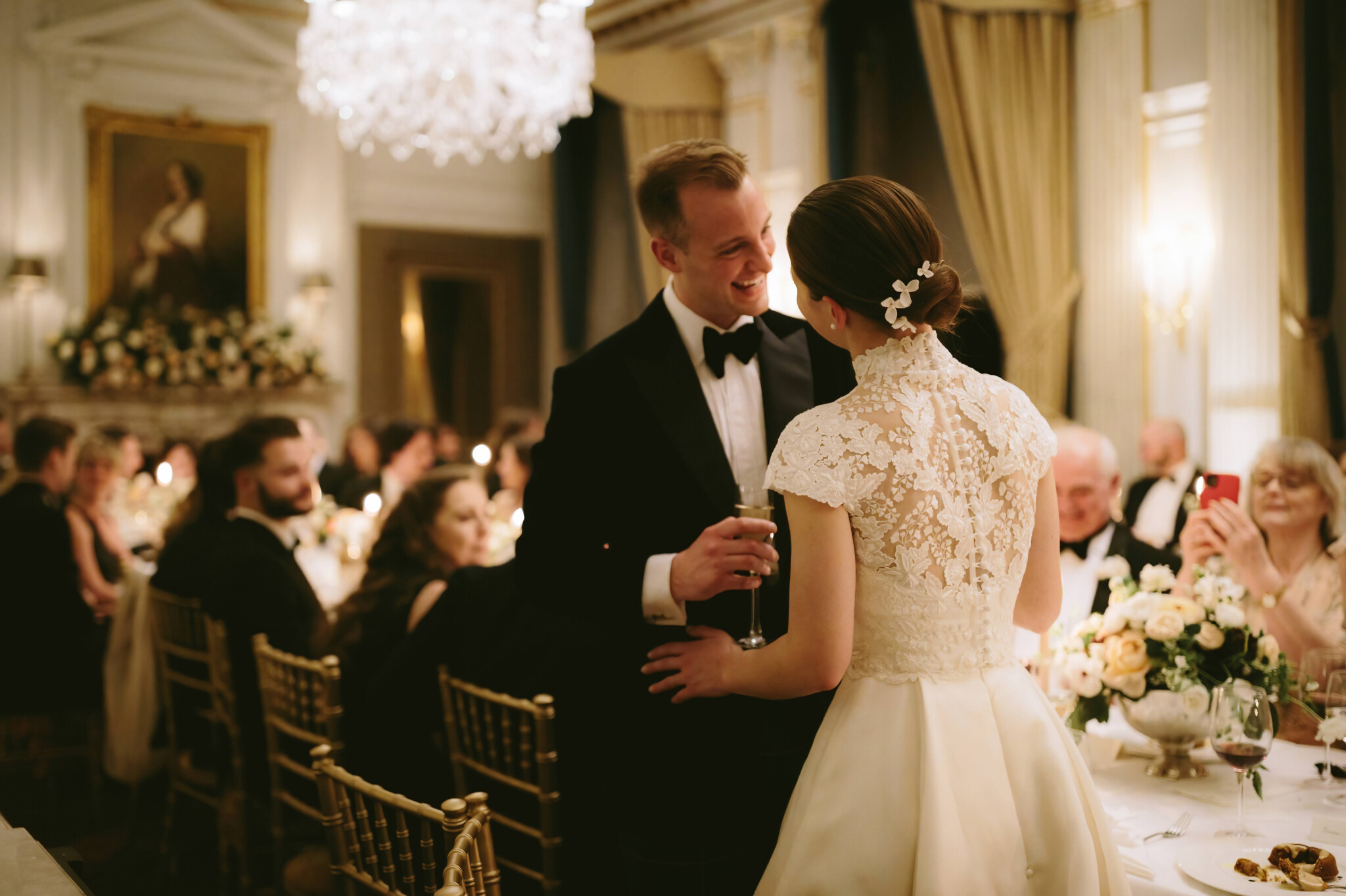 Phillipa Lepley Bride Eirian Corseted Margaux Maiden’s Fern Bespoke Sweetpea Motif Marguax Veil Initials
