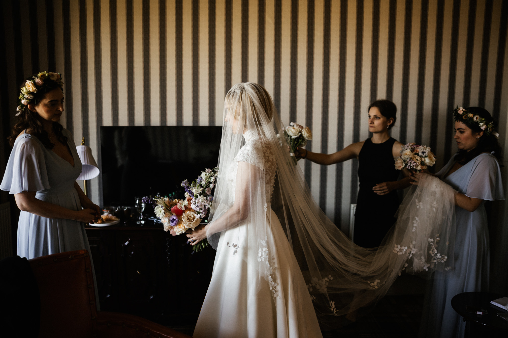 Phillipa Lepley Bride Zara Removable High Neck Tulle Top Embroidered Primroses And Orchids