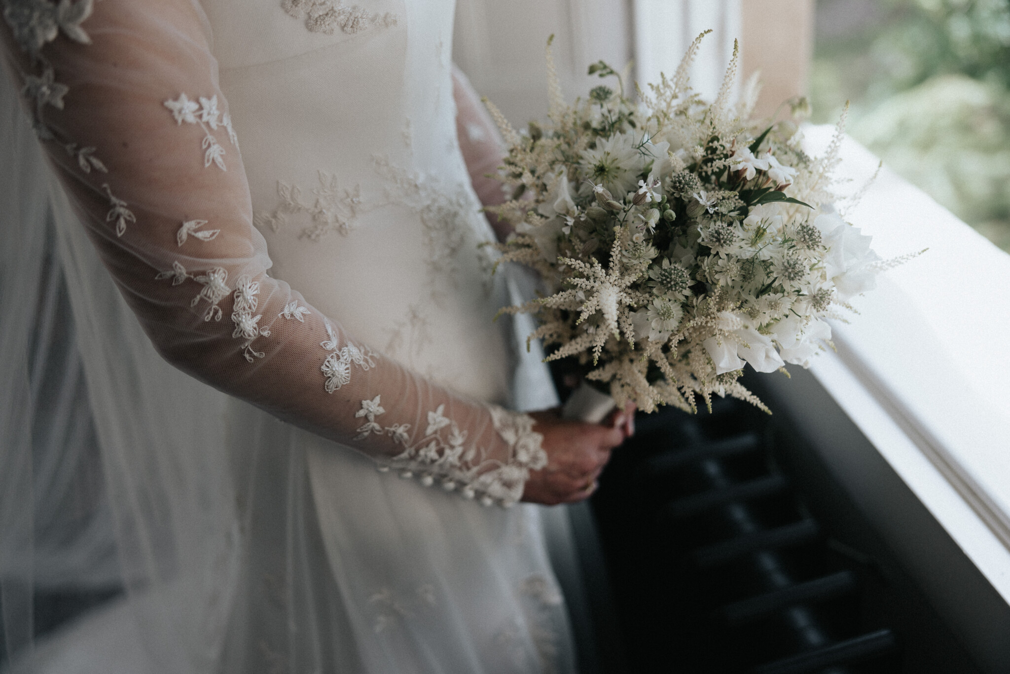 Phillipa Lepley Bride Claire Bespoke Embroidered Dress Plain Veil