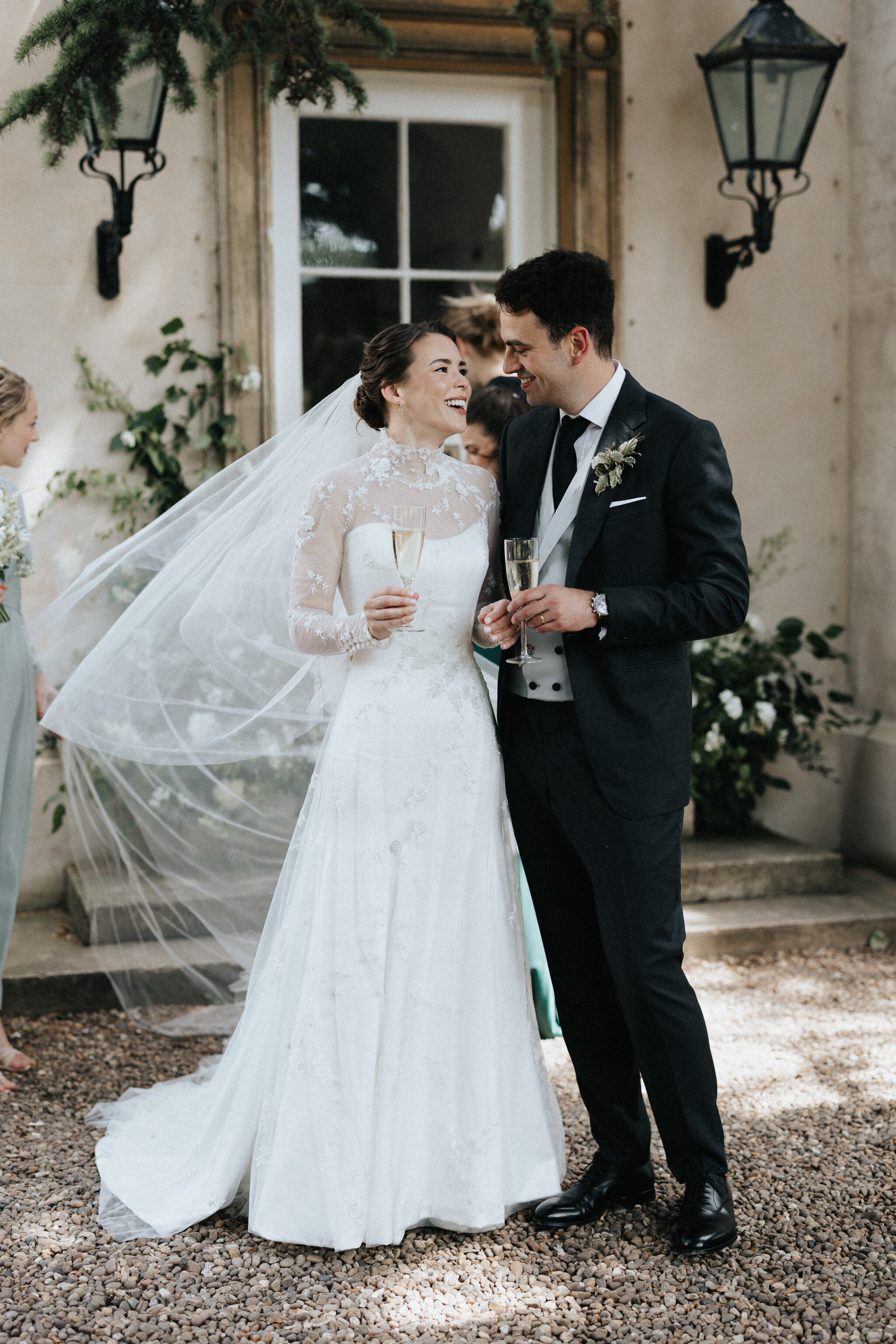 Phillipa Lepley Bride Claire Bespoke Embroidered Dress Plain Veil