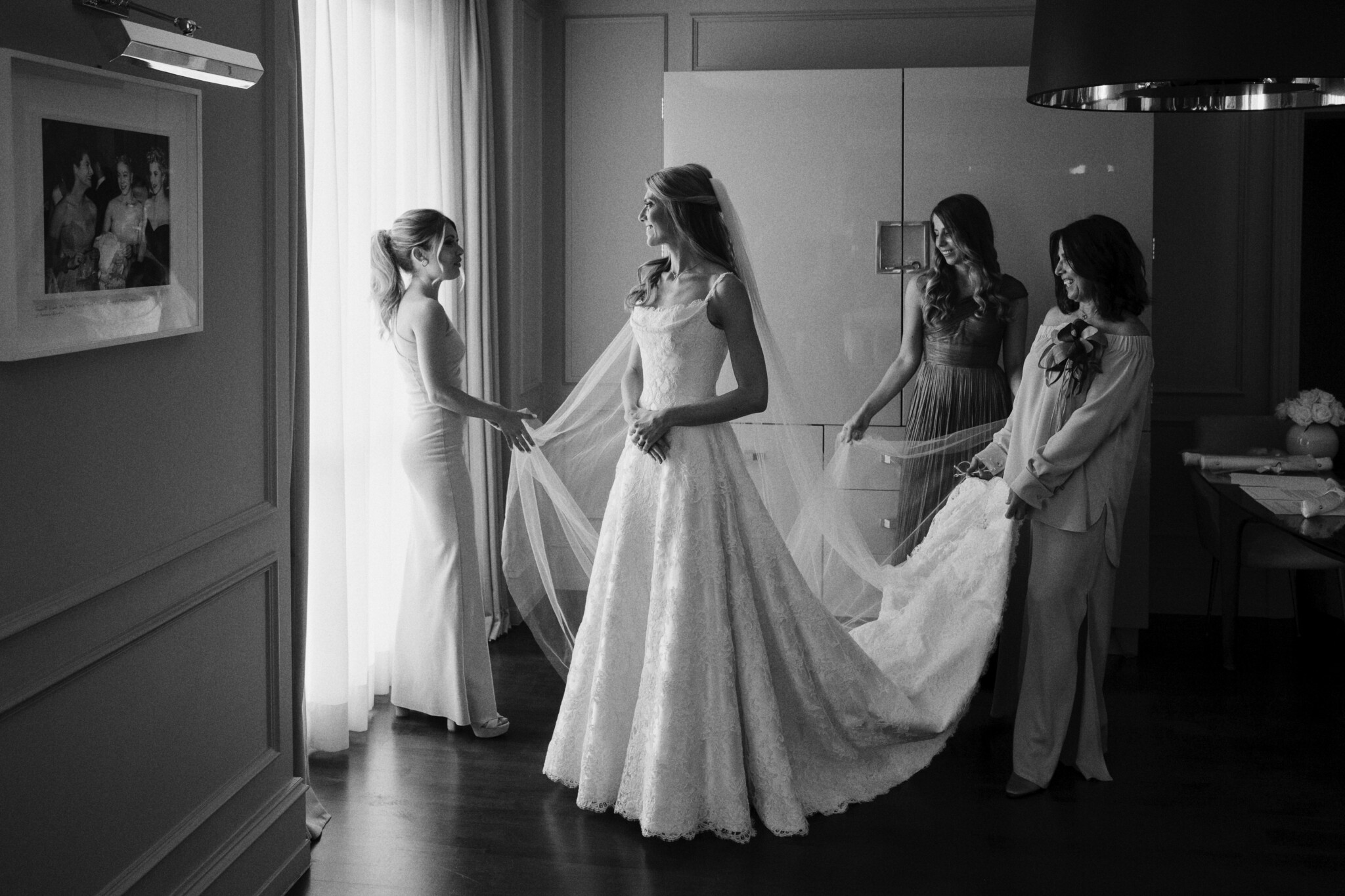 Phillipa Lepley Bride Lisa Symmetrical Scroll Tied Back Long Plain Single Tier Veil