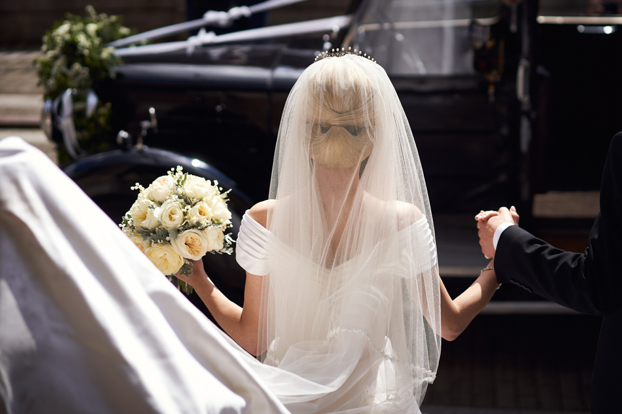 Phillipa Lepley Bride Skylar Bespoke White Silk Dress Bespoke Veil