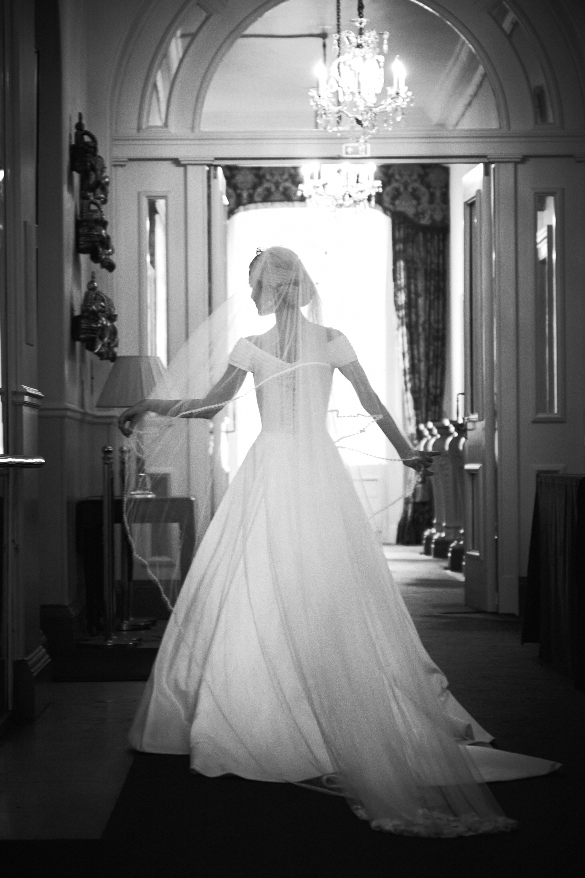 Phillipa Lepley Bride Skylar Bespoke White Silk Dress Bespoke Veil