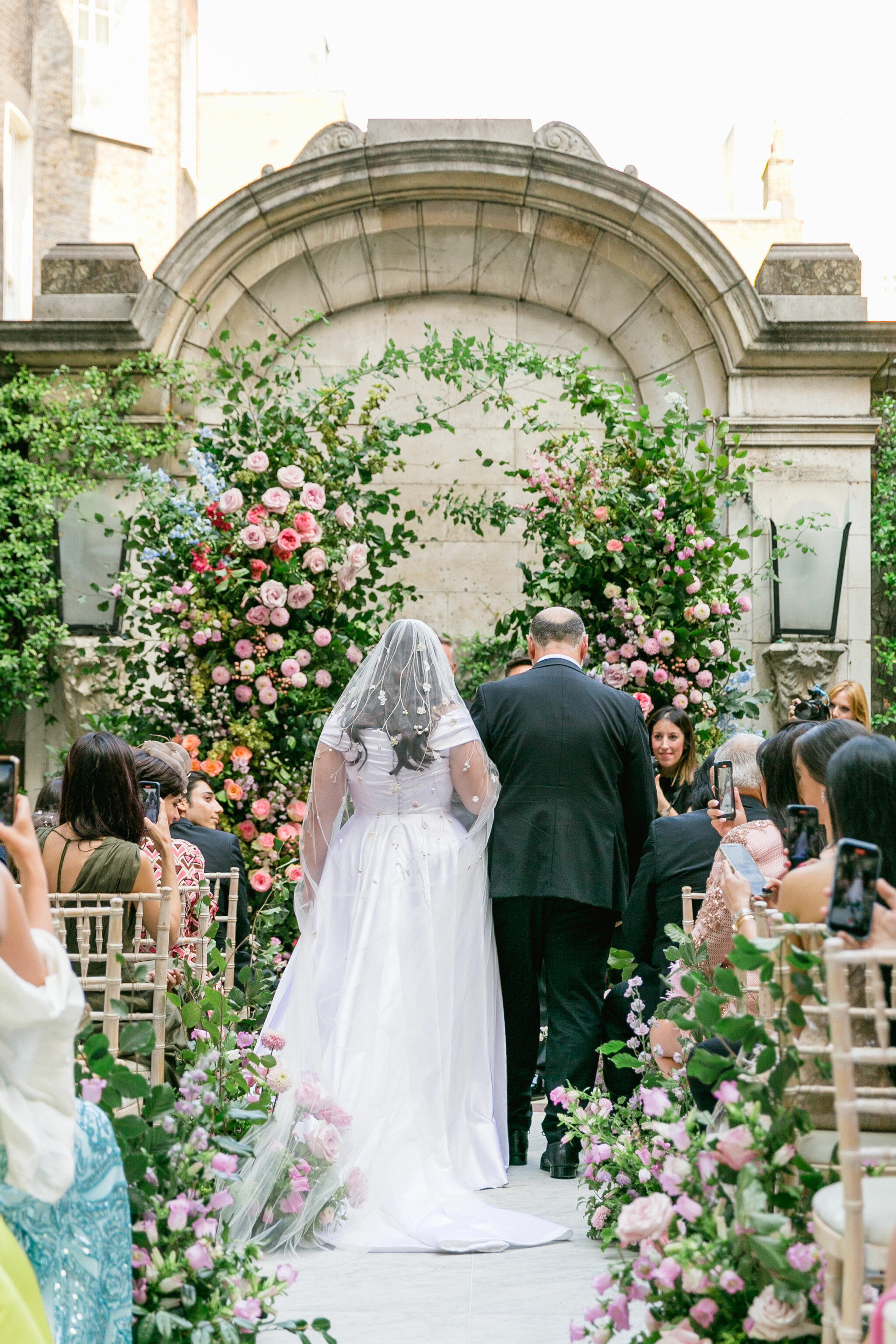 Phillipa Lepley Bride Arevik White Duchess Satin Dahlia Garden Veil
