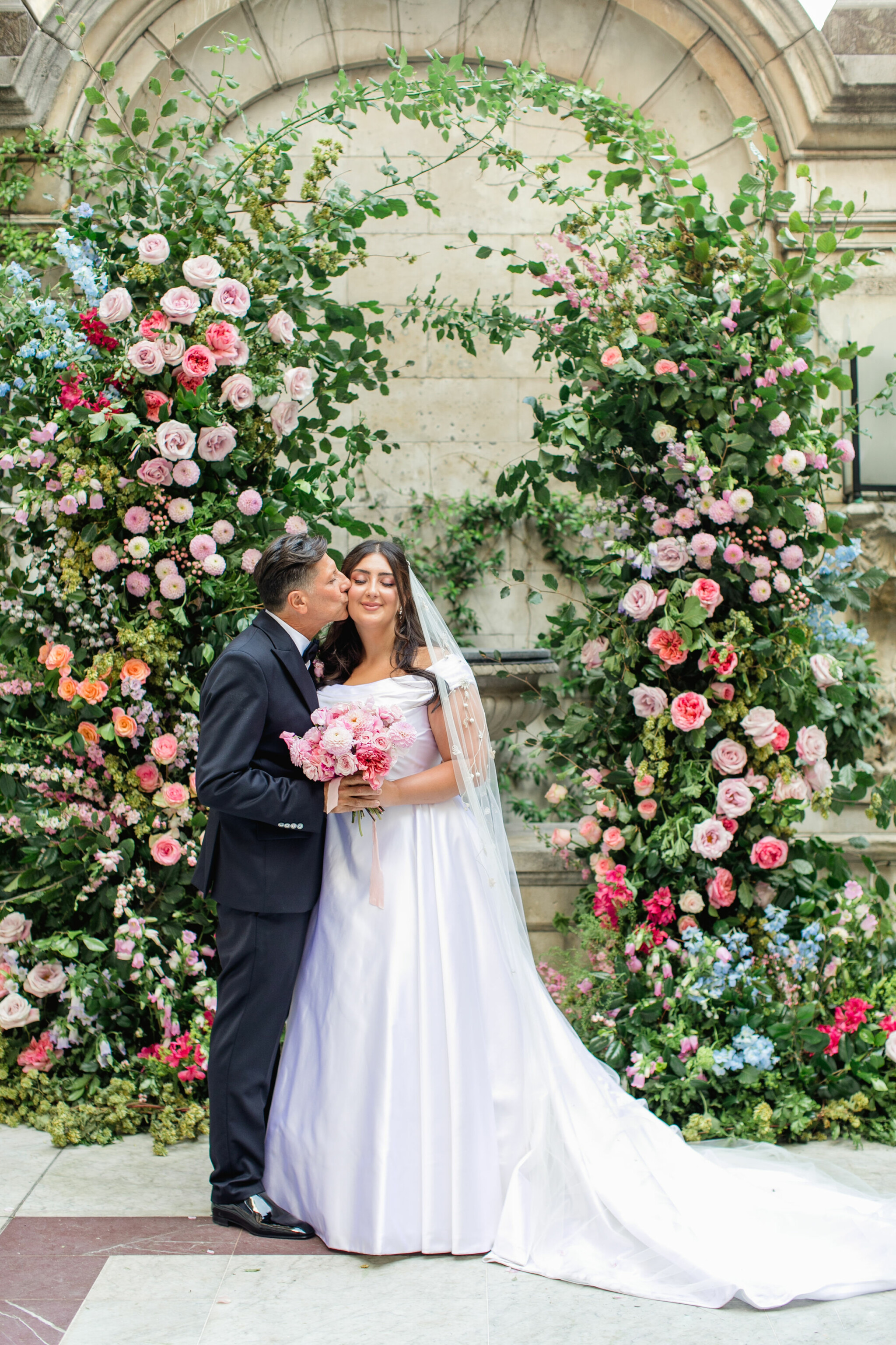 Phillipa Lepley Bride Arevik White Duchess Satin Dahlia Garden Veil