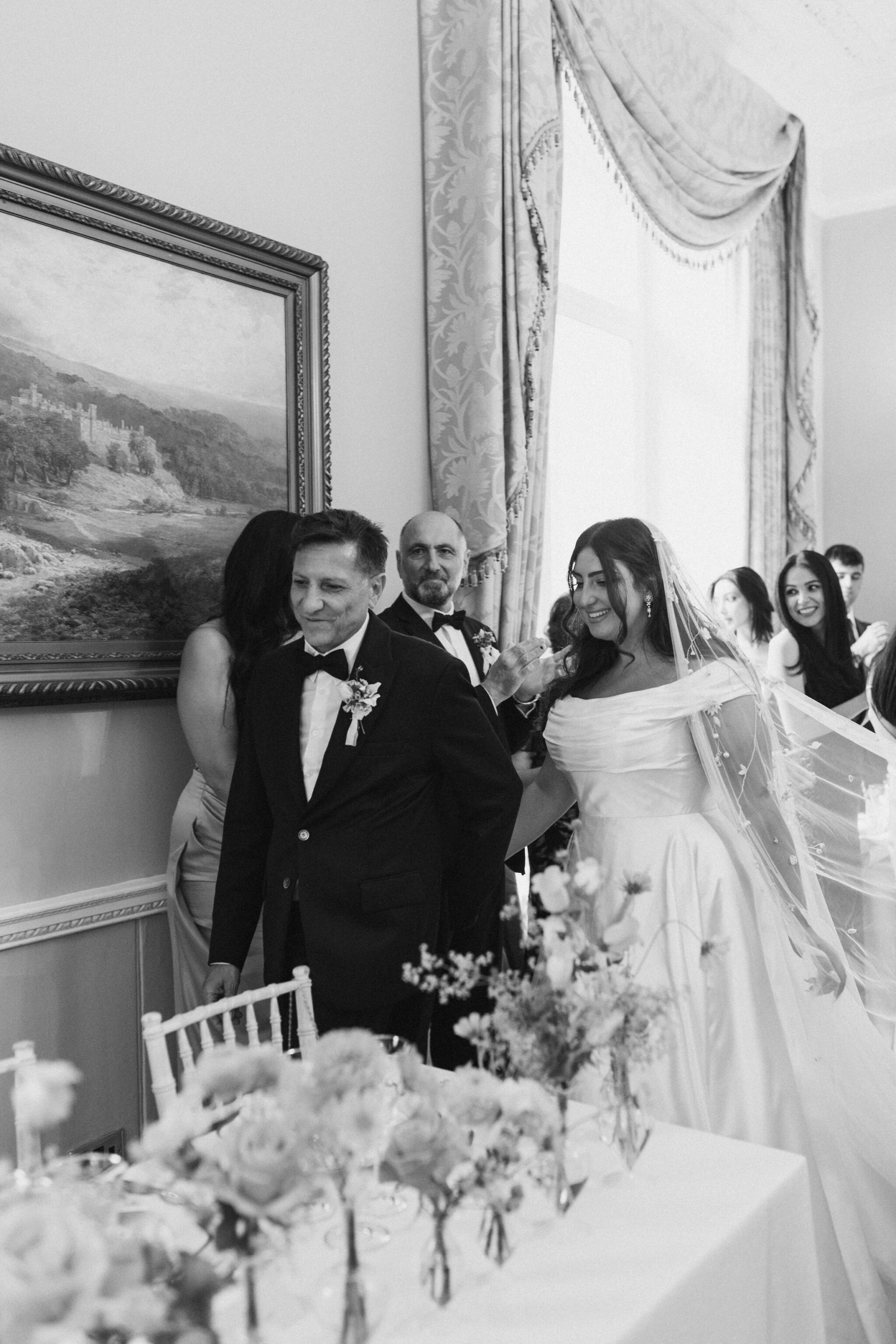 Phillipa Lepley Bride Arevik White Duchess Satin Dahlia Garden Veil