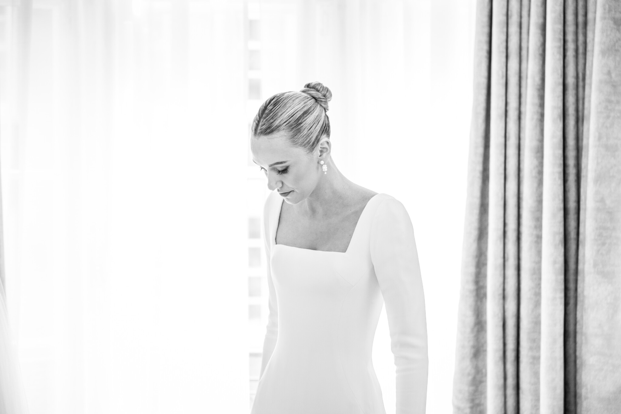 Phillipa Lepley Bride Sophia Silk Crepe Square Neckline Scroll Lace Veil