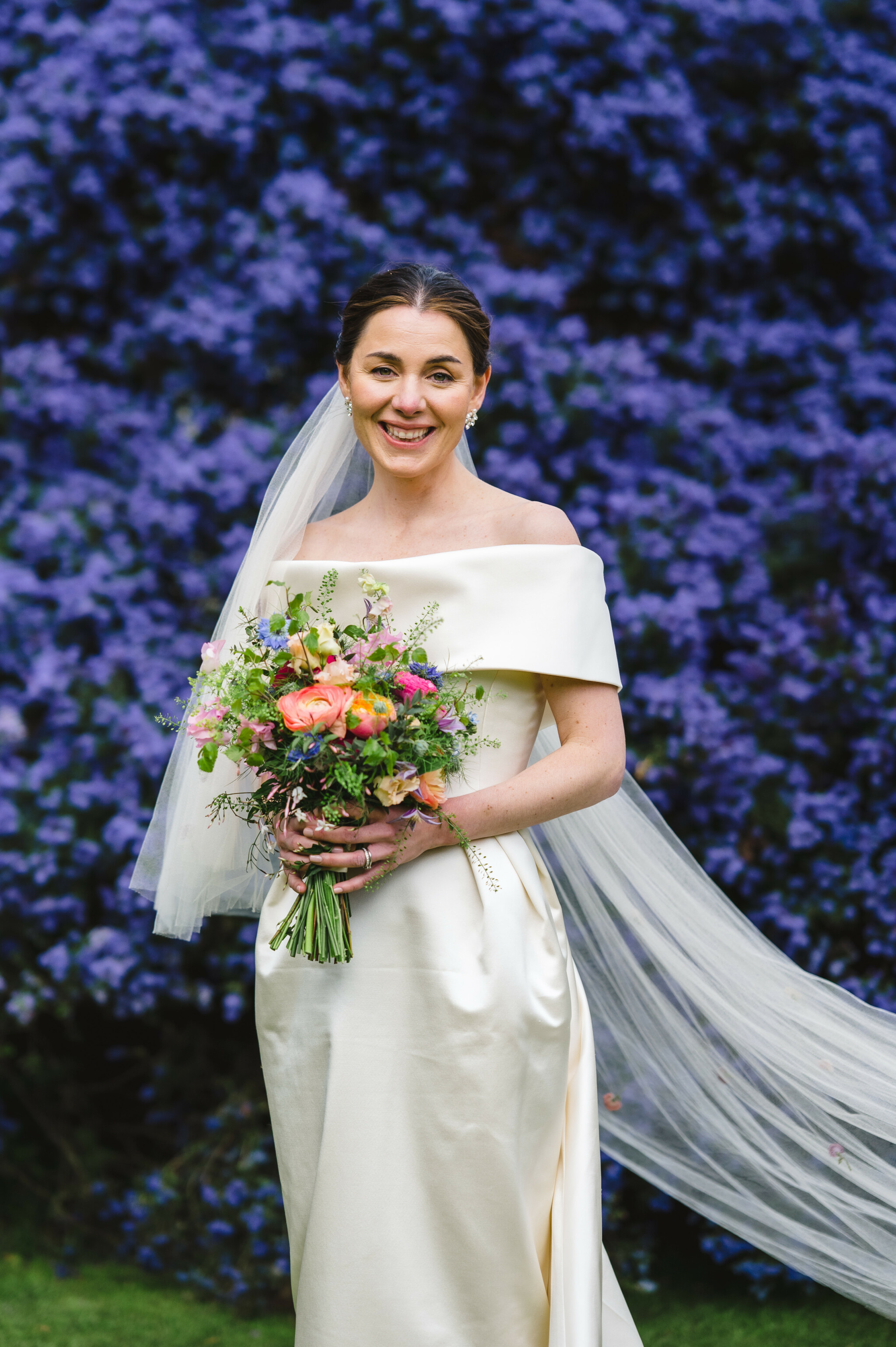 Phillipa Lepley Bride Georgina Off The Shoulder Duchess Satin Wedding Dress With Collar