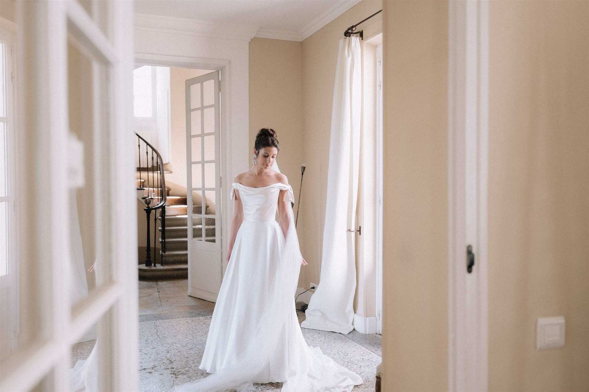 Phillipa Lepley Bride Constance Off The Shoulder Duchess Satin Bow Wedding Dress