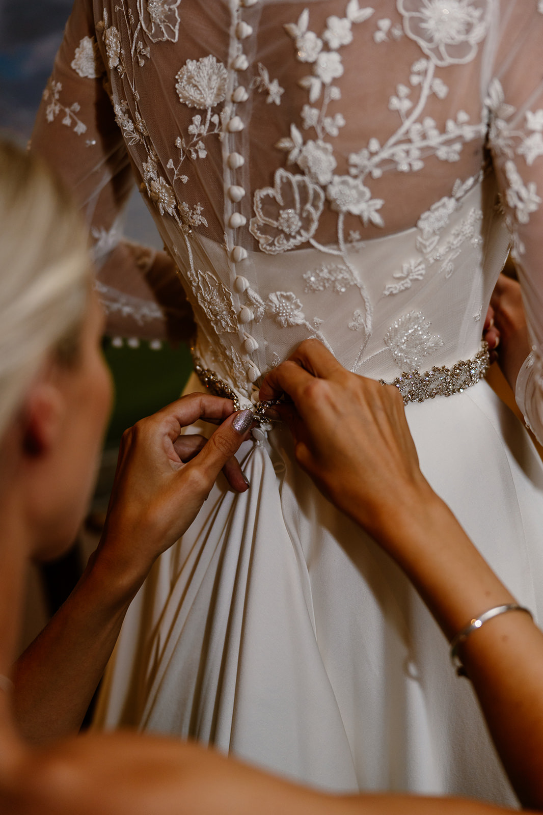 Phillipa Lepley Bride Lily Long Sleeve Embroidered Satin Wedding Dress