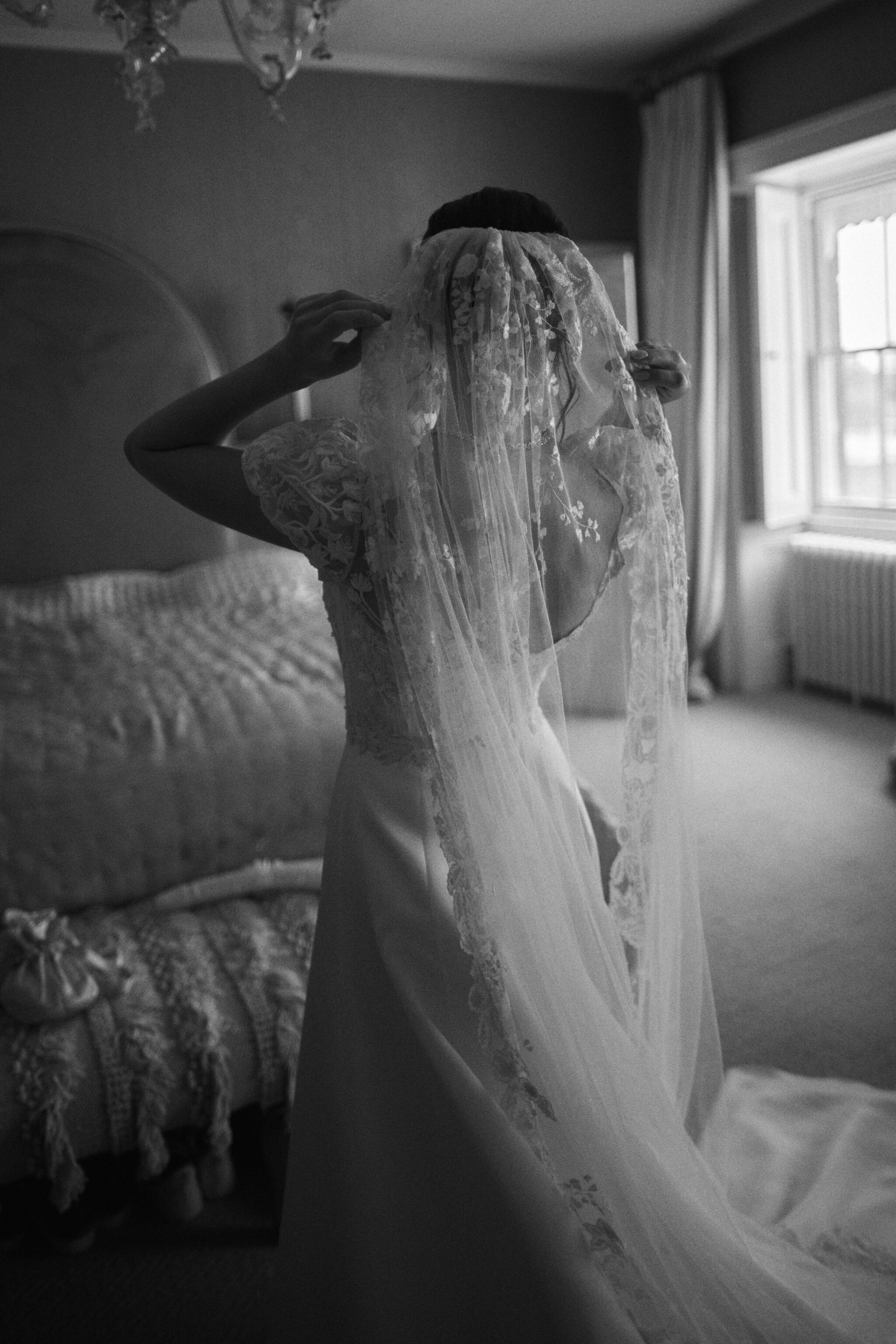 Phillipa Lepley Bride Katya Bespoke Hand Embroidered Puff Sleeve V Neck Wedding Dress