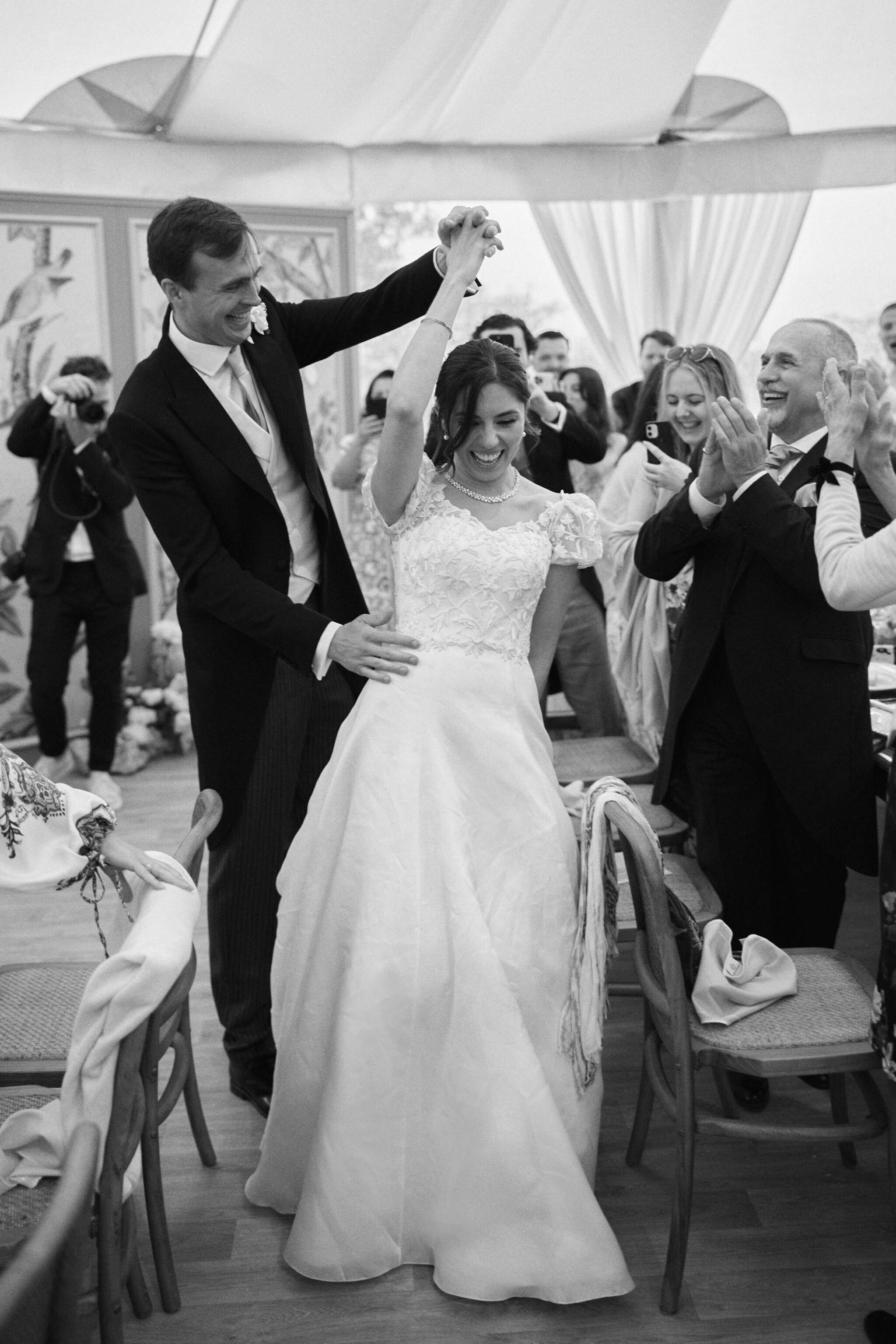 Phillipa Lepley Bride Katya Bespoke Hand Embroidered Puff Sleeve V Neck Wedding Dress