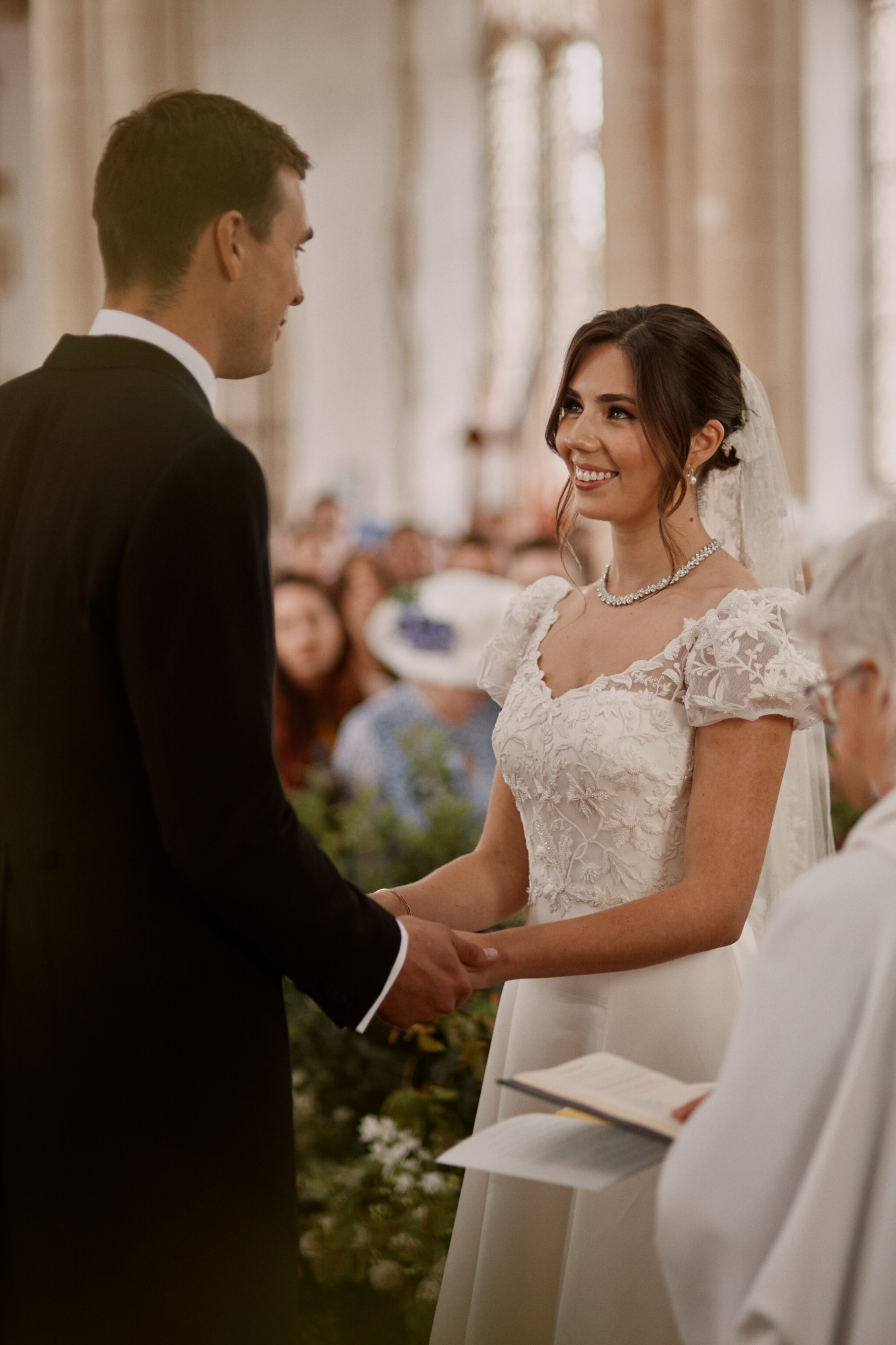 Phillipa Lepley Bride Katya Bespoke Hand Embroidered Puff Sleeve V Neck Wedding Dress