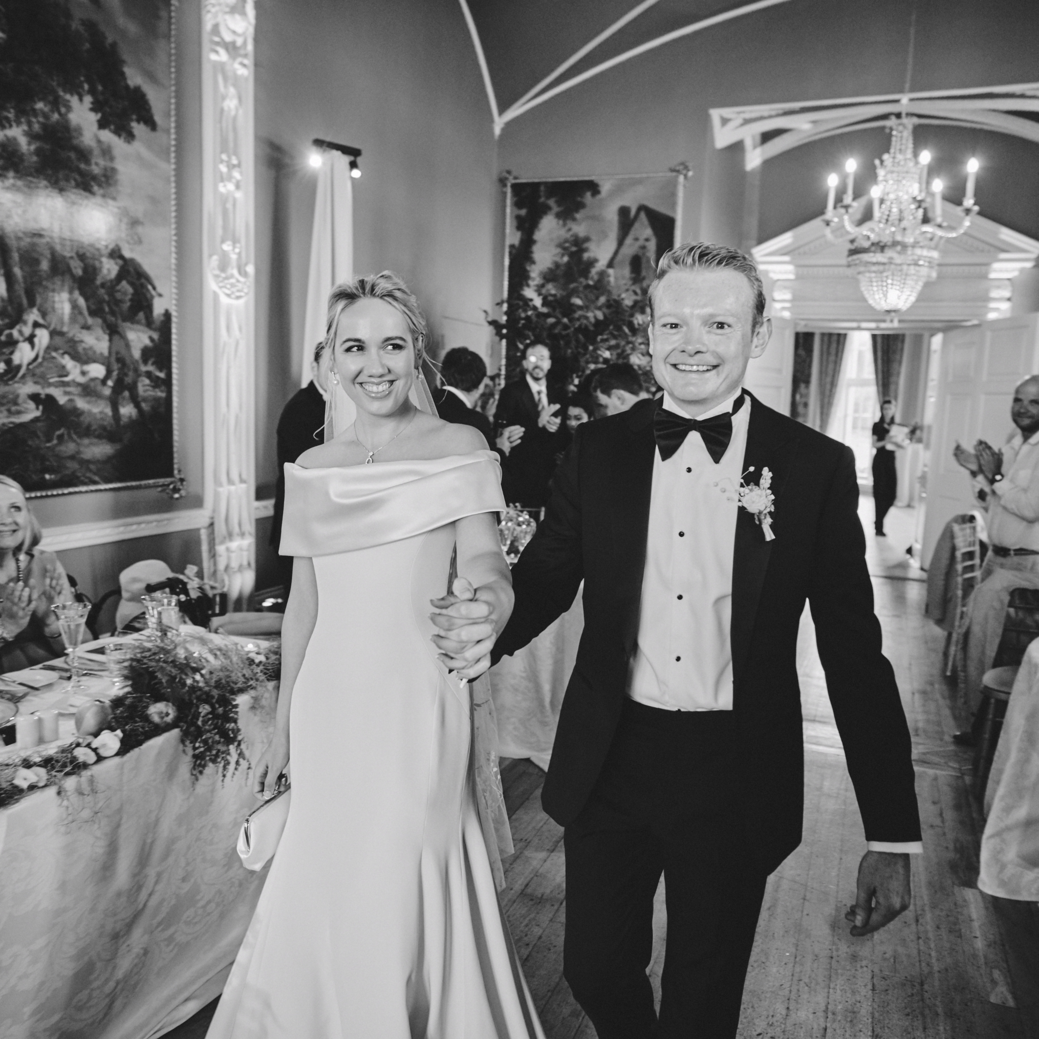 Phillipa Lepley Bride Margot Silk Crepe Duchess Satin Off The Shoulder Evening Dress