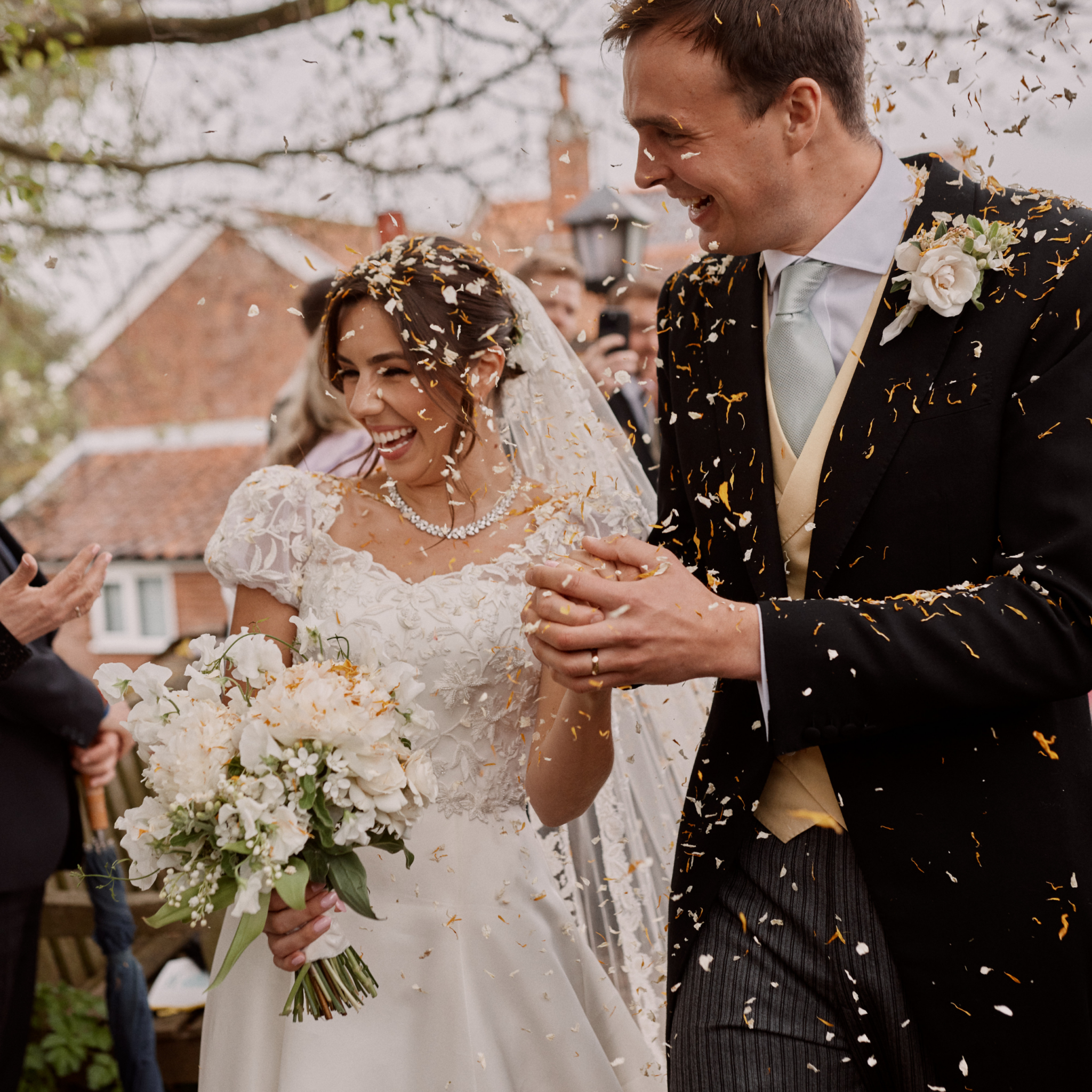 Phillipa Lepley Bride Katya Bespoke Hand Embroidered Puff Sleeve V Neck Wedding Dress