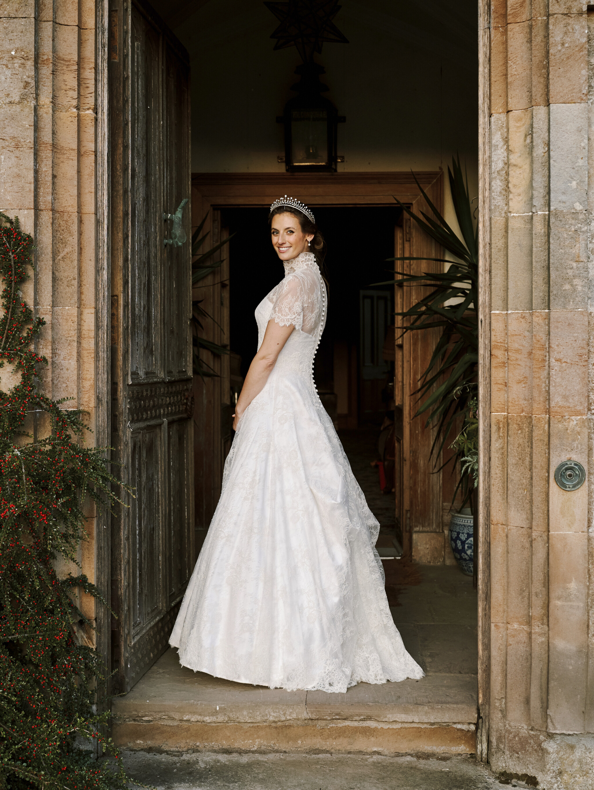 Phillipa Lepley Bride Kate High Neck Cap Sleeve Detachable Lace Overlay And Strapless Duchess Satin Gown