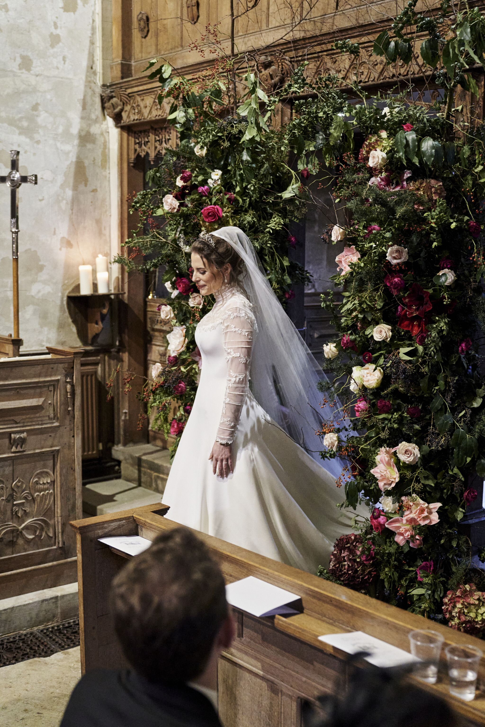 Phillipa Lepley Bride Clementine Christmas Wedding High Neck Embroidered Long Sleeve Dress