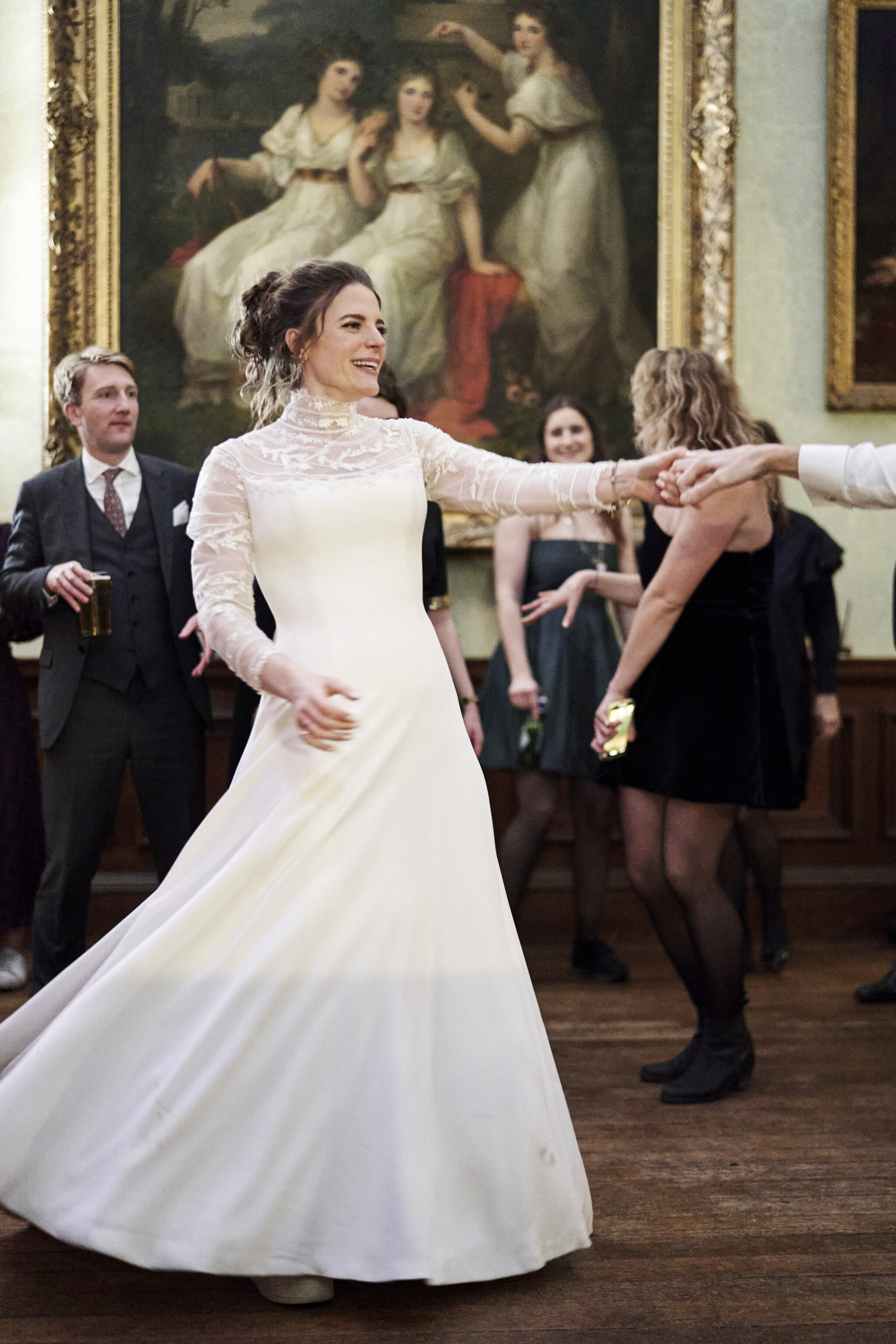 Phillipa Lepley Bride Clementine Christmas Wedding High Neck Embroidered Long Sleeve Dress