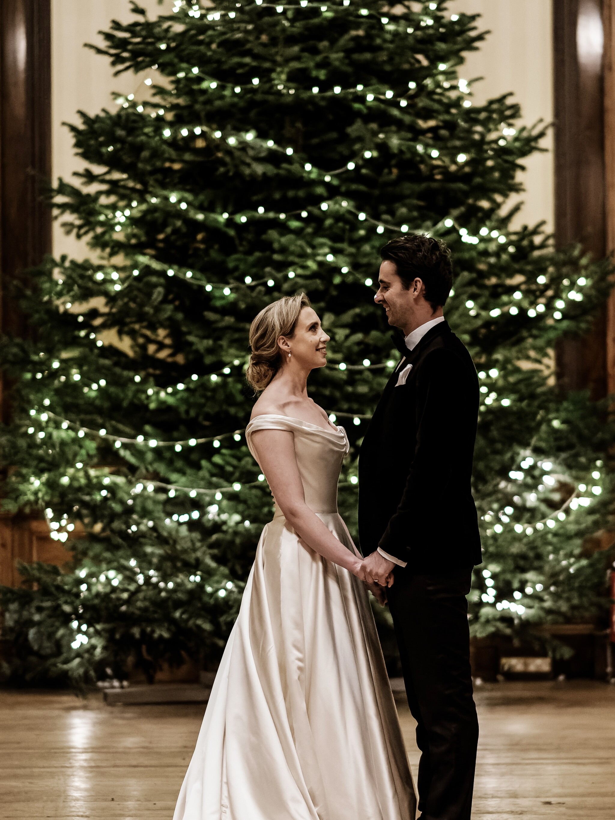 Phillipa Lepley Bride Emily Couture Bespoke Duchess Satin Wedding Dress Christmas Wedding