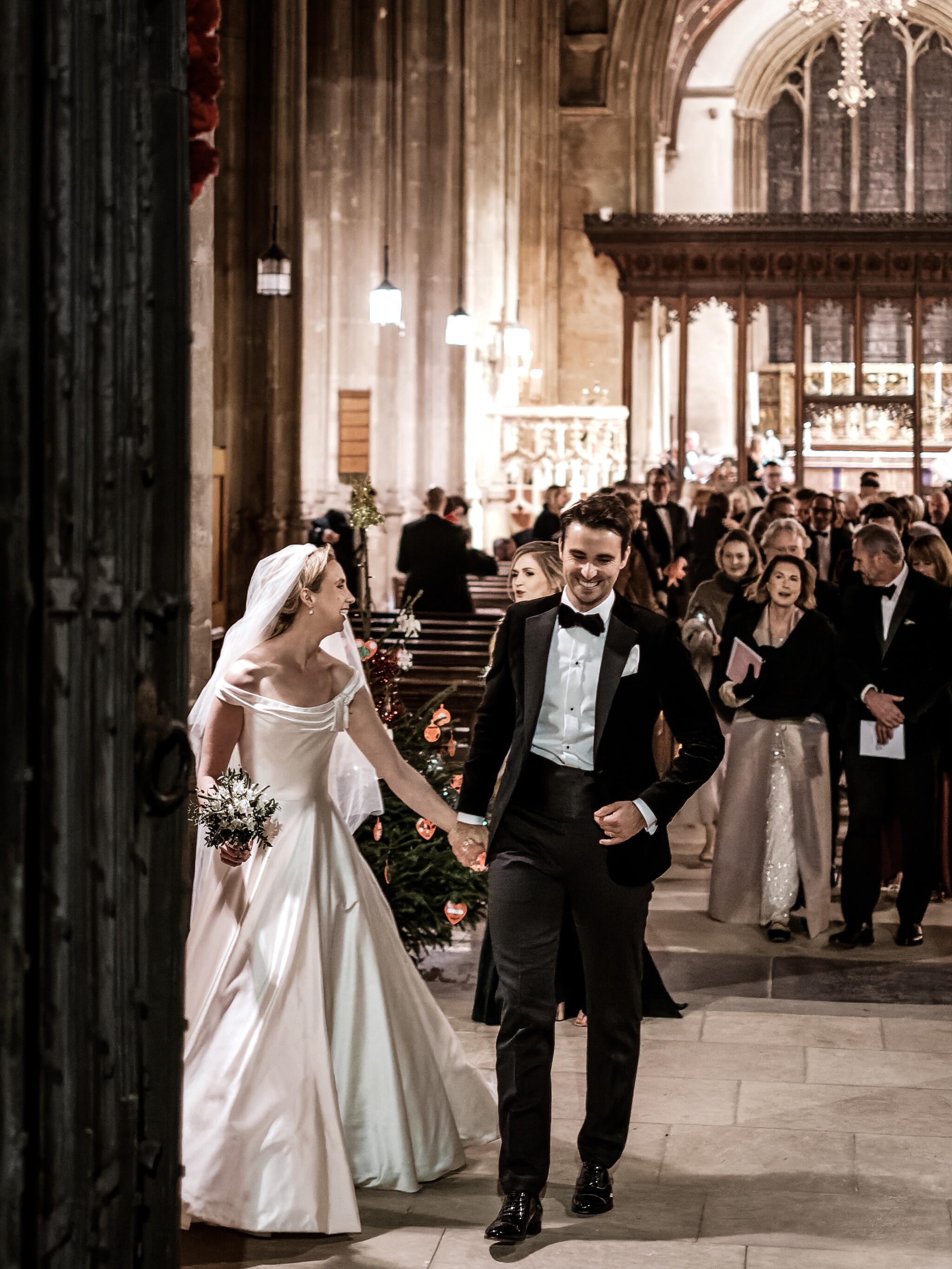 Phillipa Lepley Bride Emily Couture Bespoke Duchess Satin Wedding Dress Christmas Wedding