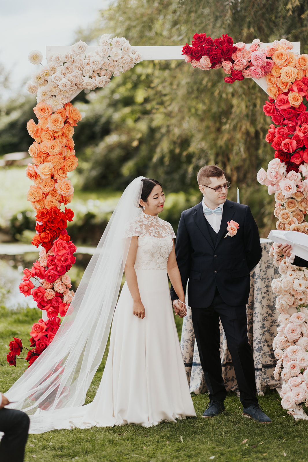 Phillipa Lepley Bride Haelin Bespoke Couture Bridal Fittings Process Embroidered High Neck Top and Gown