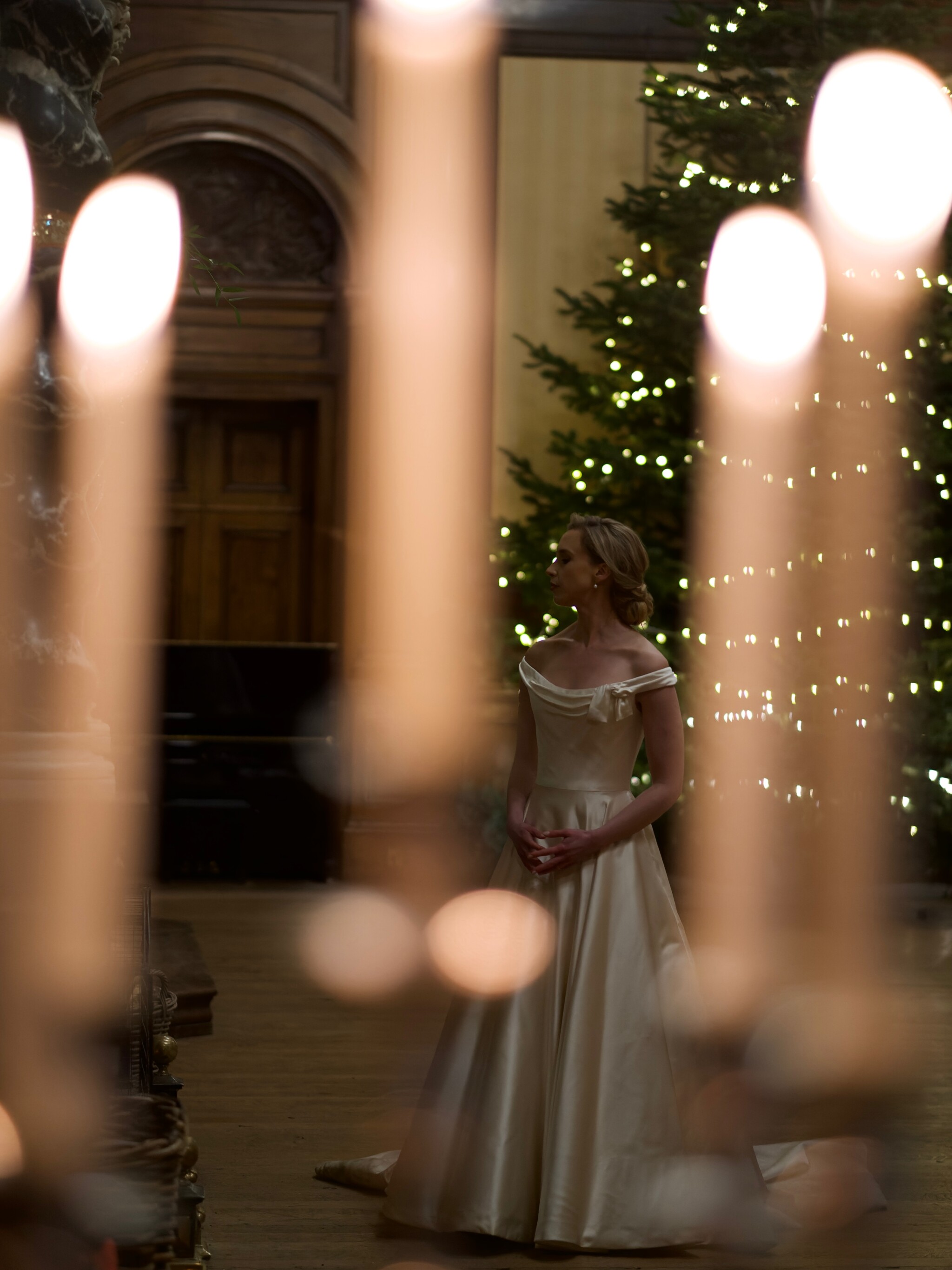 Phillipa Lepley Bride Emily Couture Bespoke Duchess Satin Wedding Dress Christmas Wedding