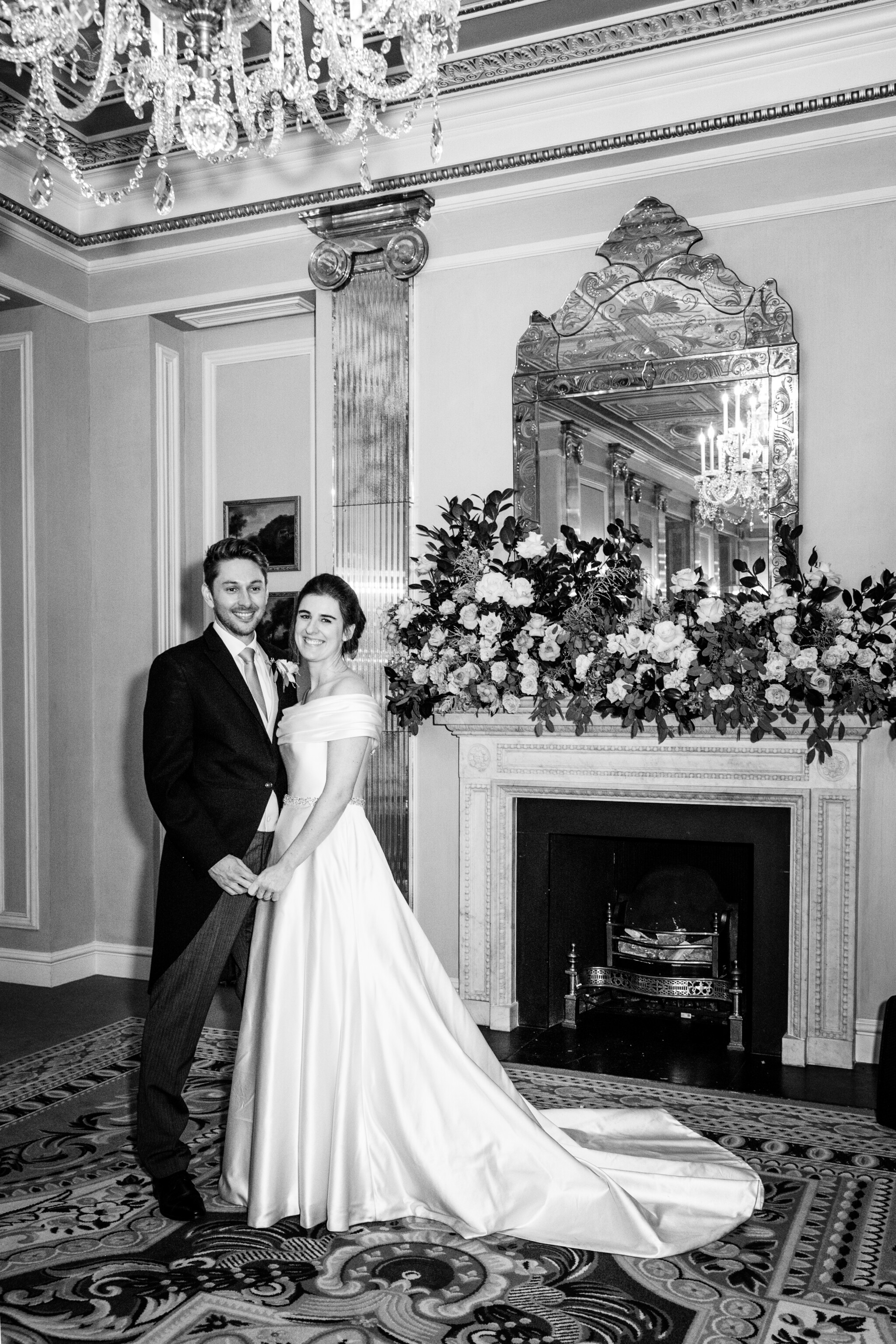 Phillipa Lepley Bride Georgina Corseted Duchess Satin Draped Collar Wedding Gown