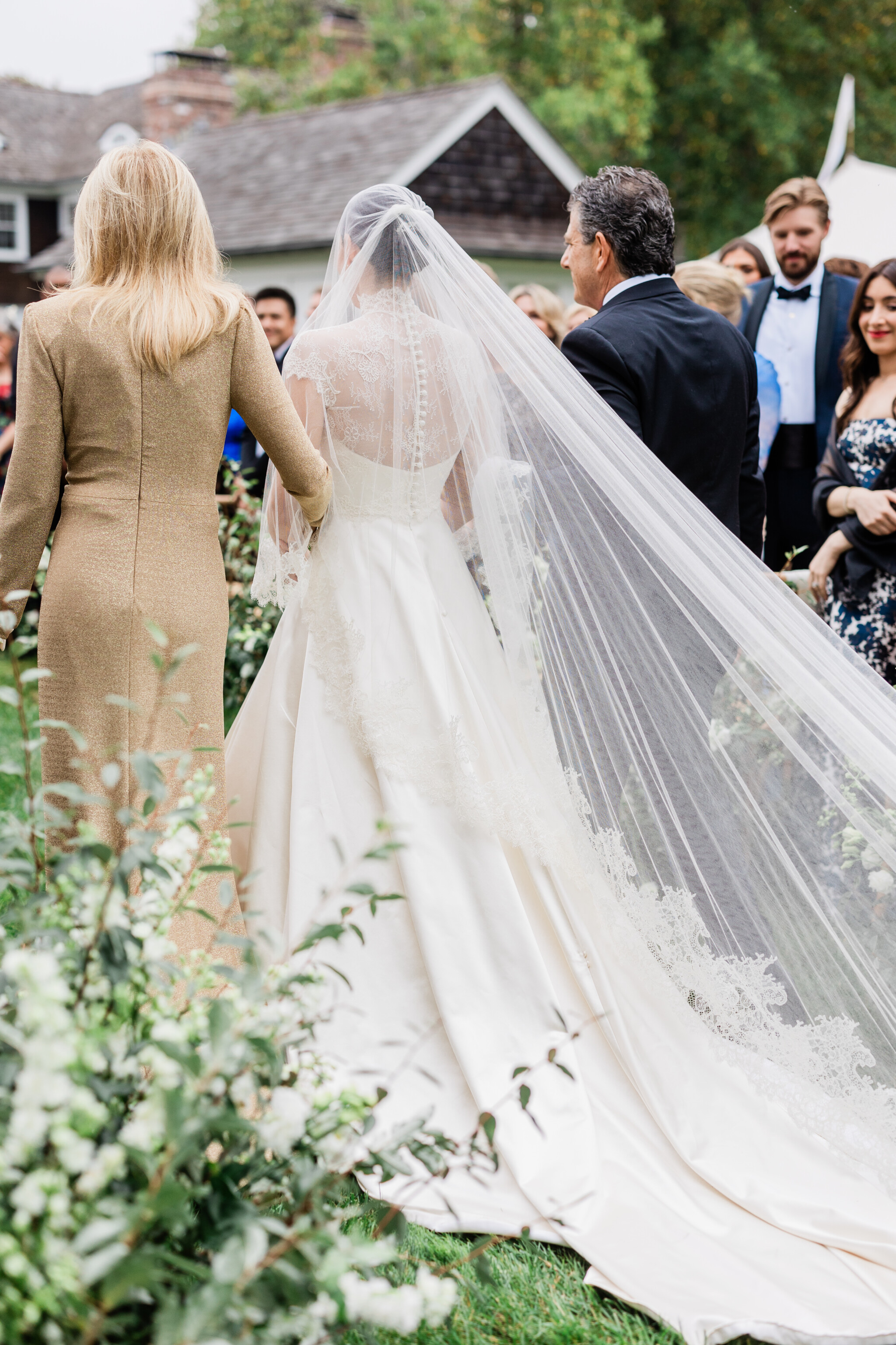 Phillipa Lepley Bride Madison Hamptons Wedding Duchess Satin Strapless A Line Dress with Lace Cap Sleeve Bridal Top
