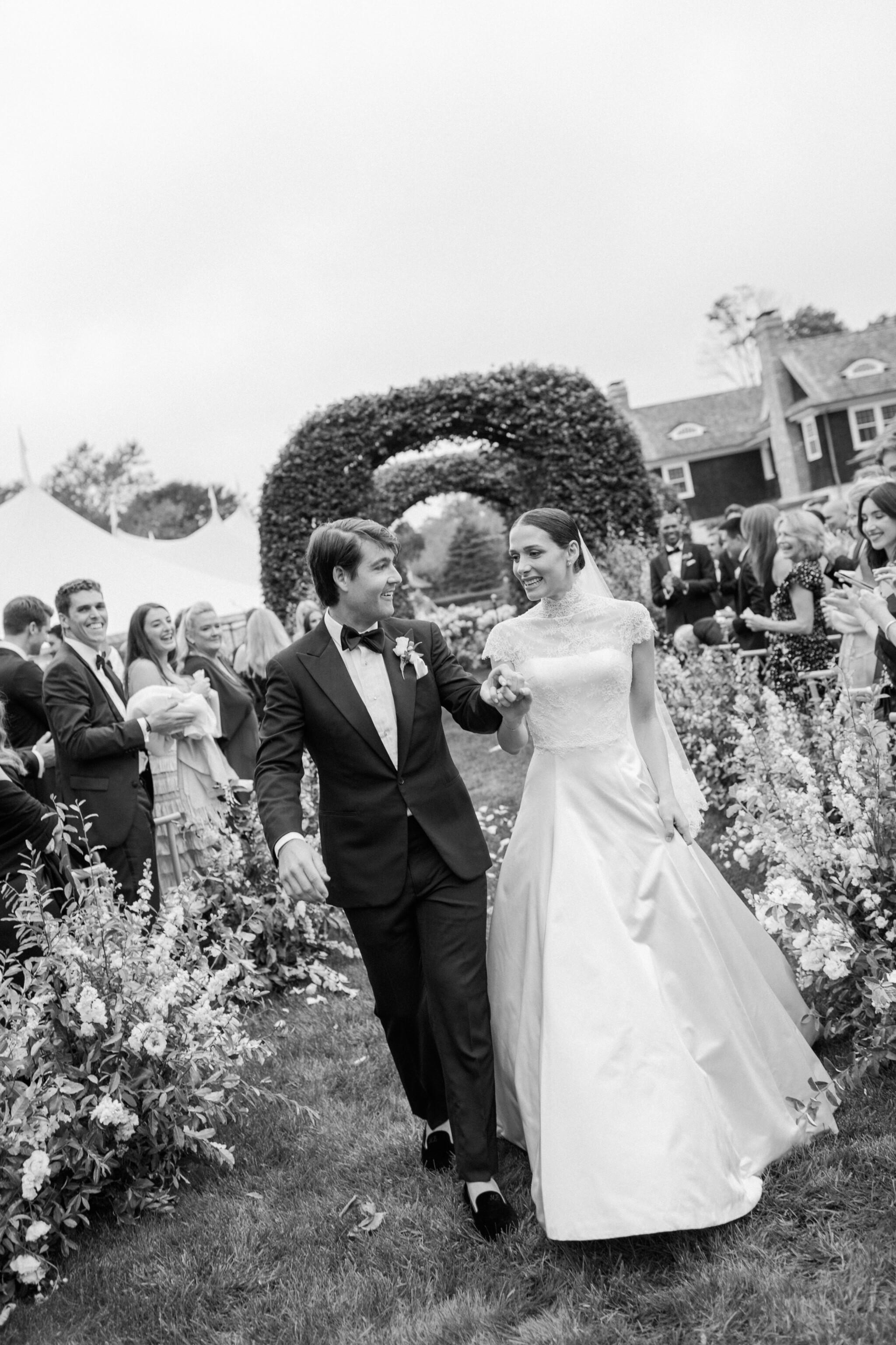 Phillipa Lepley Bride Madison Hamptons Wedding Duchess Satin Strapless A Line Dress with Lace Cap Sleeve Bridal Top