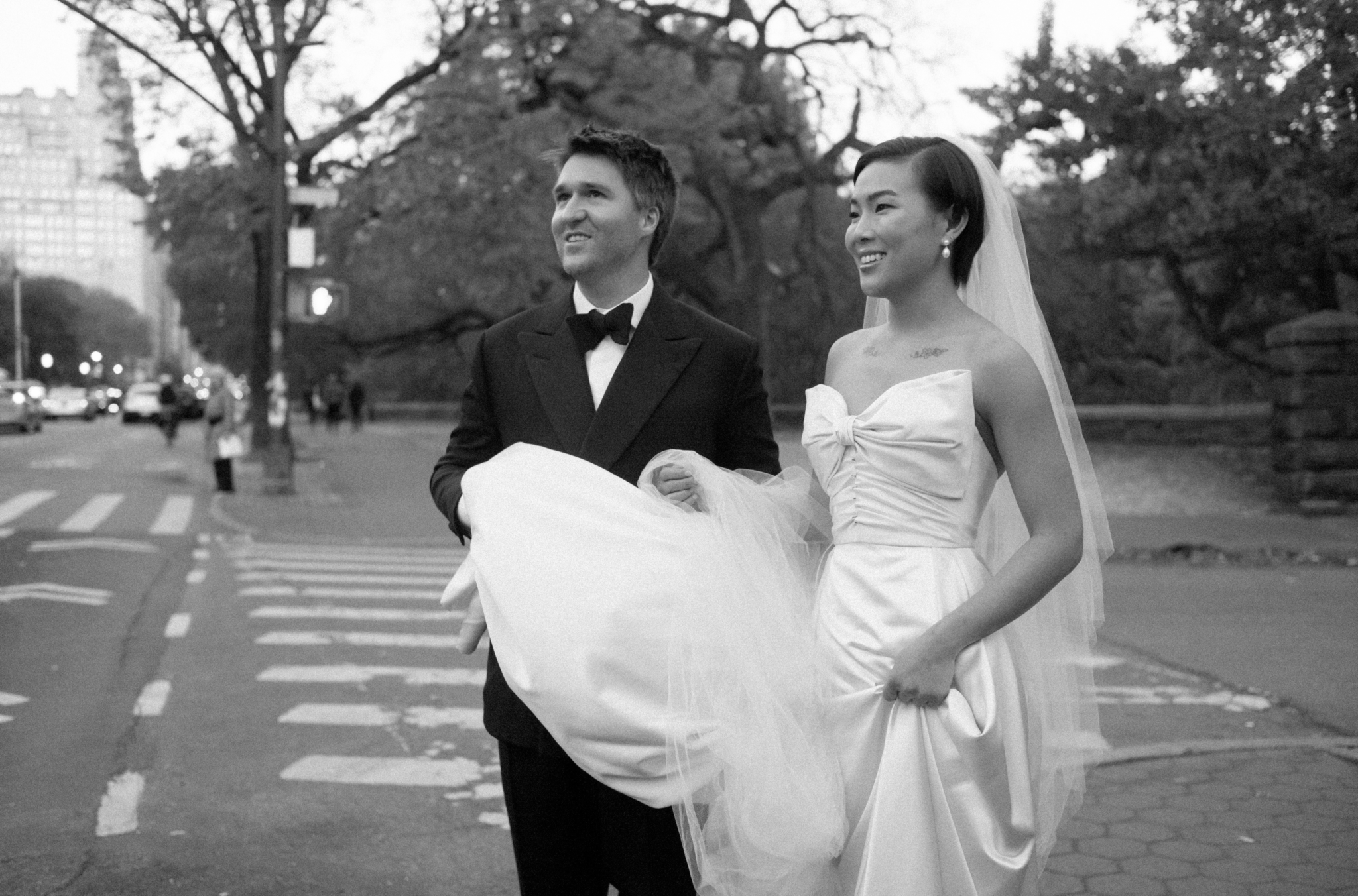 Phillipa Lepley Bride Jessica Corseted Strapless Bow Wedding Dress Bespoke Overskirt New York City Wedding