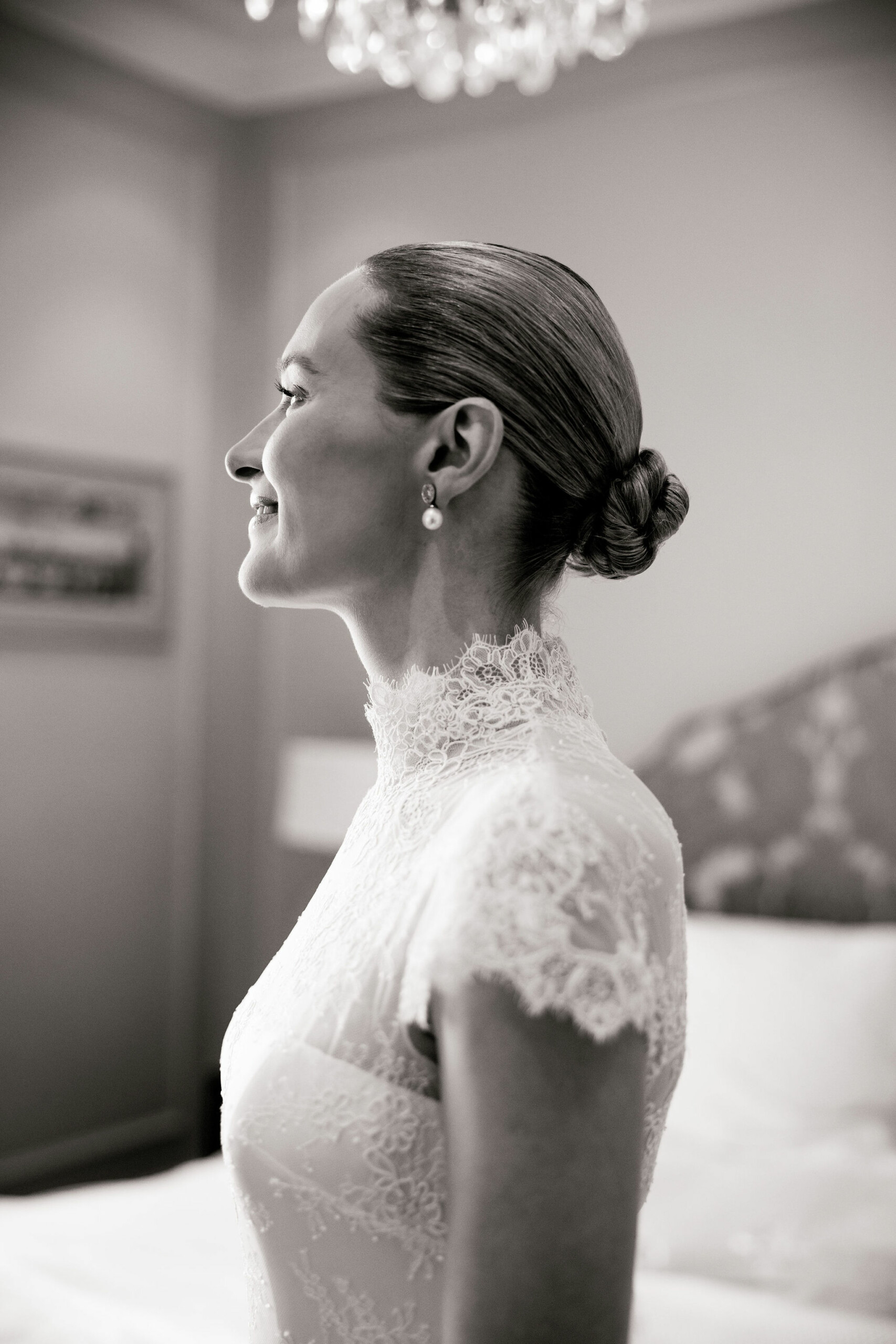 Phillipa Lepley Bride Hedvig High Neck Lace Wedding Dress And Lace Veil