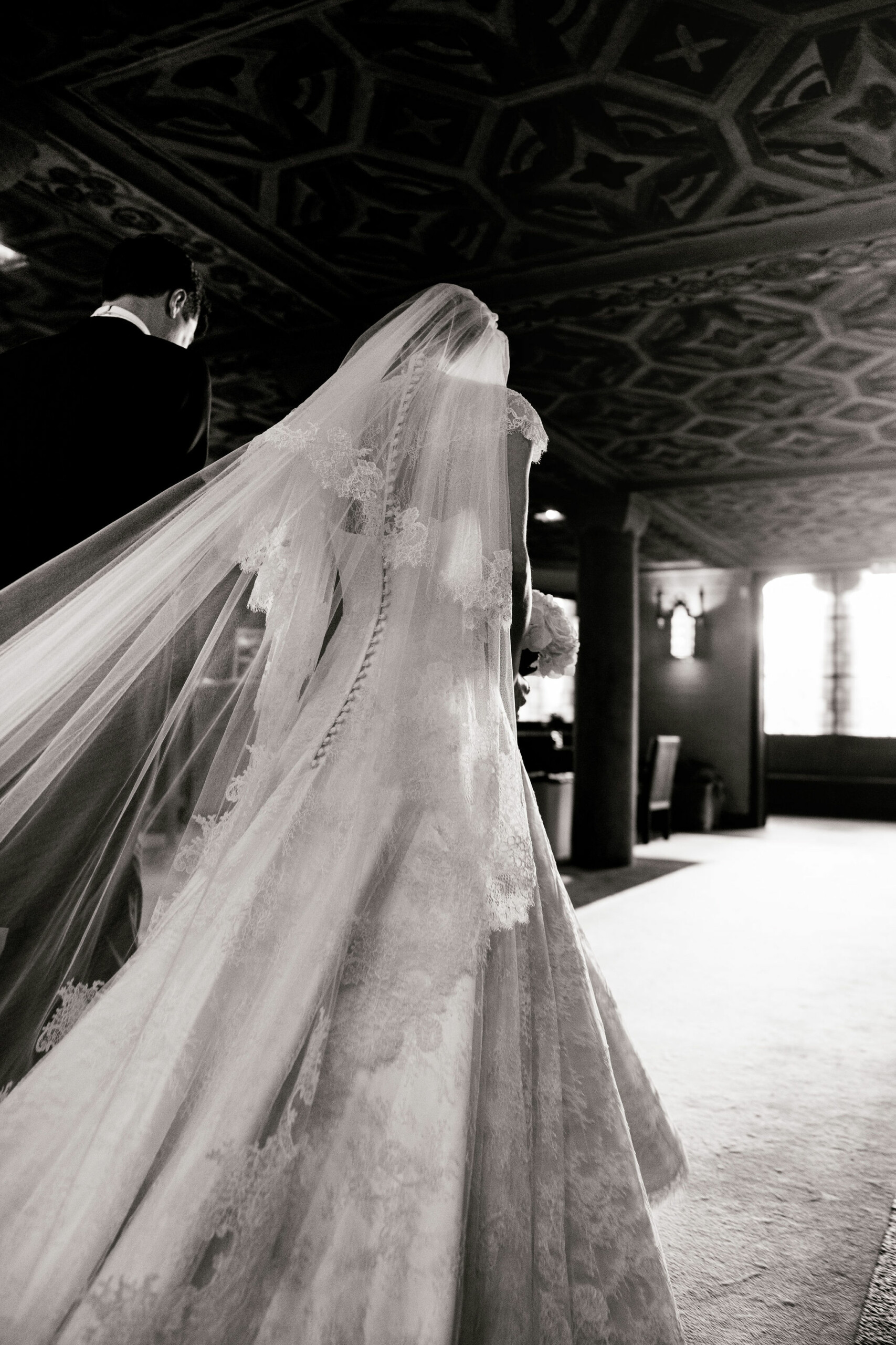 Phillipa Lepley Bride Hedvig High Neck Lace Wedding Dress And Lace Veil