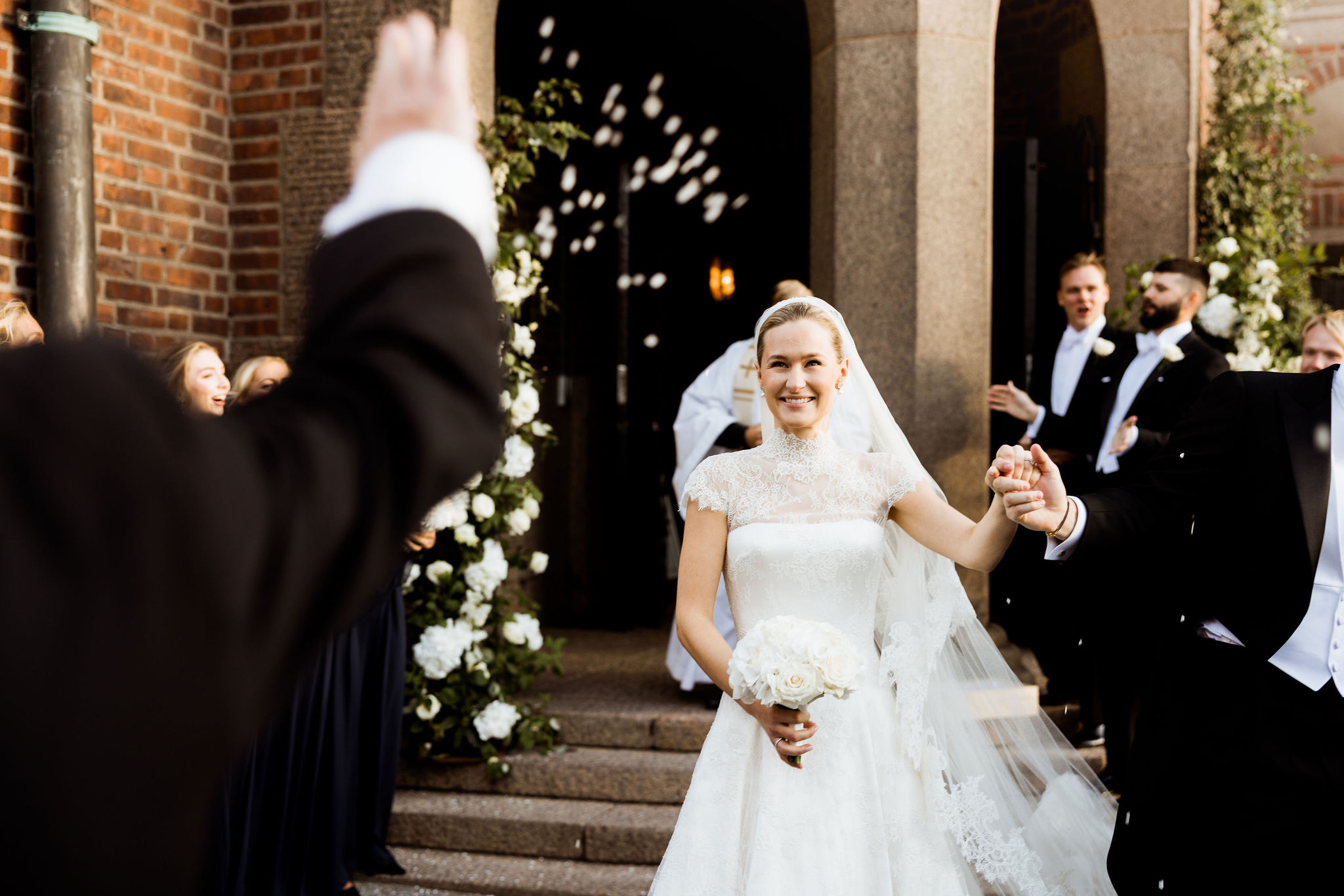 Phillipa Lepley Bride Hedvig High Neck Lace Wedding Dress And Lace Veil