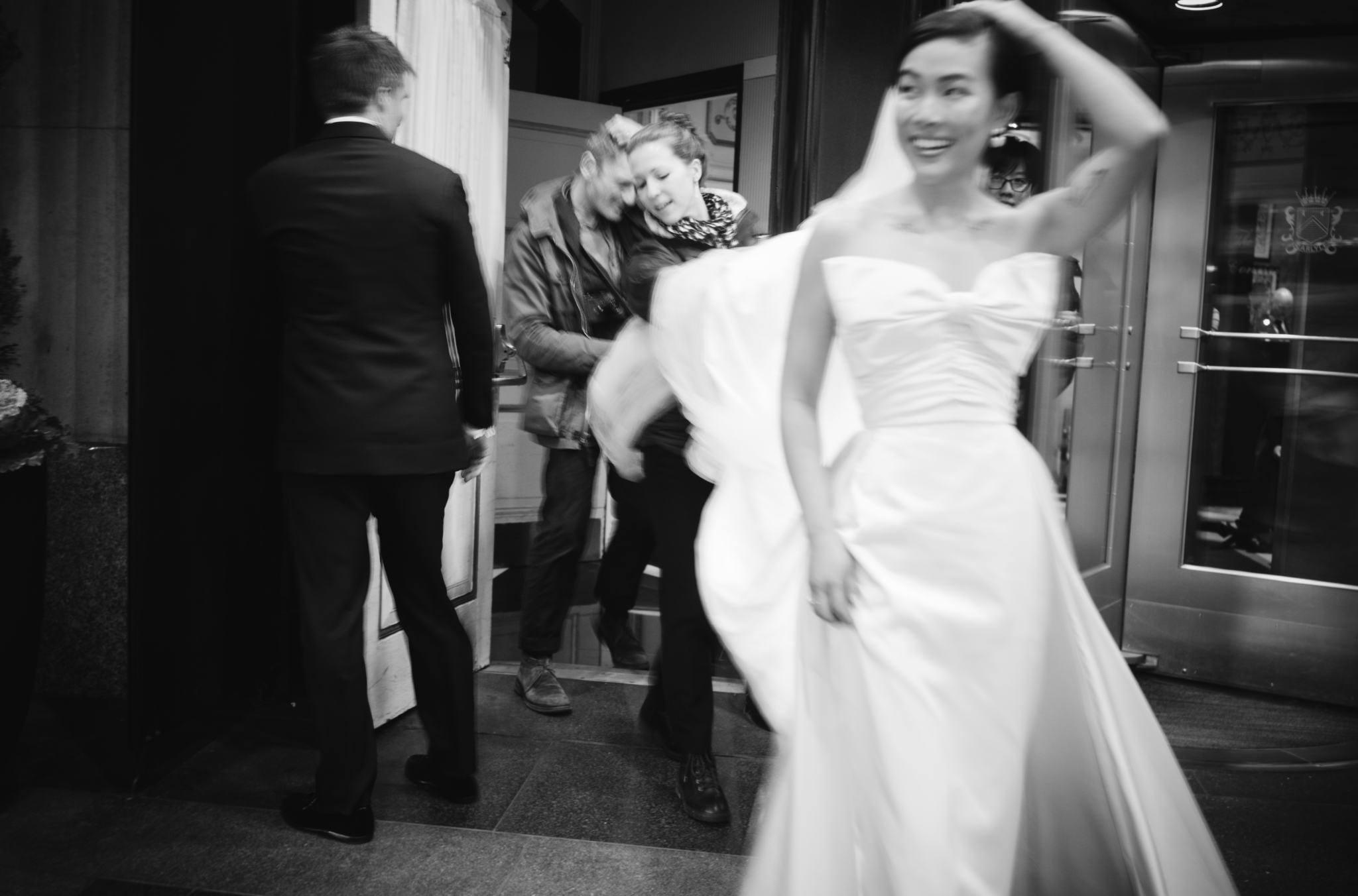 Phillipa Lepley Bride Jessica Corseted Strapless Bow Wedding Dress Bespoke Overskirt New York City Wedding