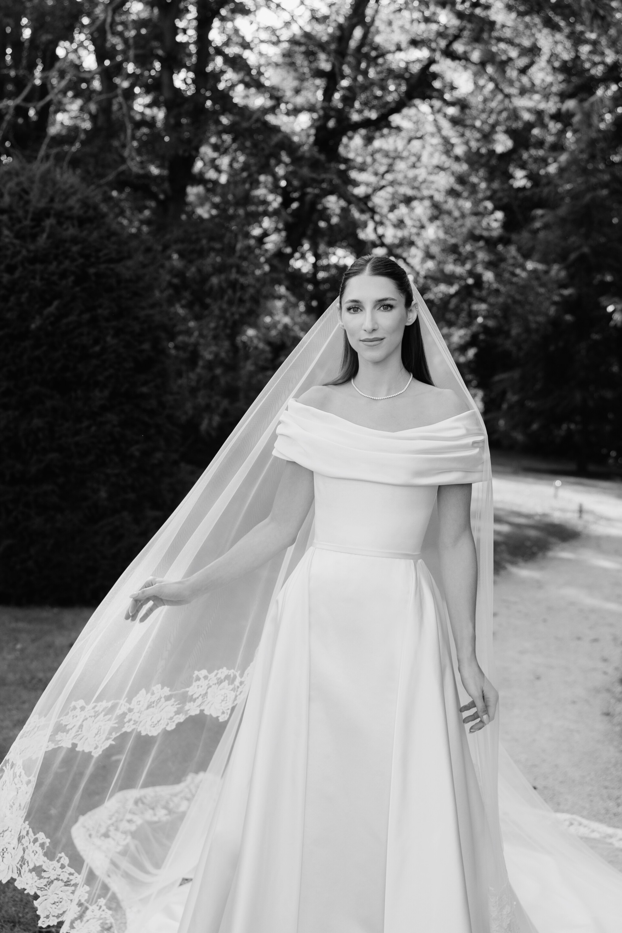 Phillipa Lepley Bride Blaize Off The Shoulder Bespoke Duchess Satin Gown With Detachable Overskirt
